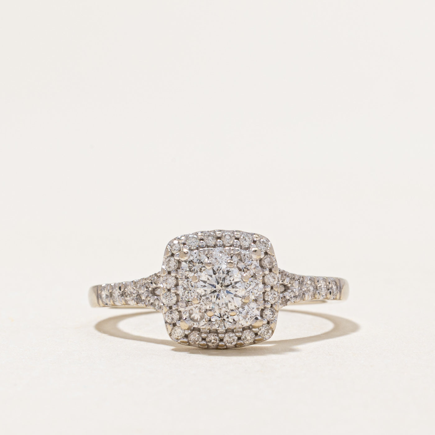 White Gold Diamond Double Halo Ring | 0.55ctw | SZ 7.25