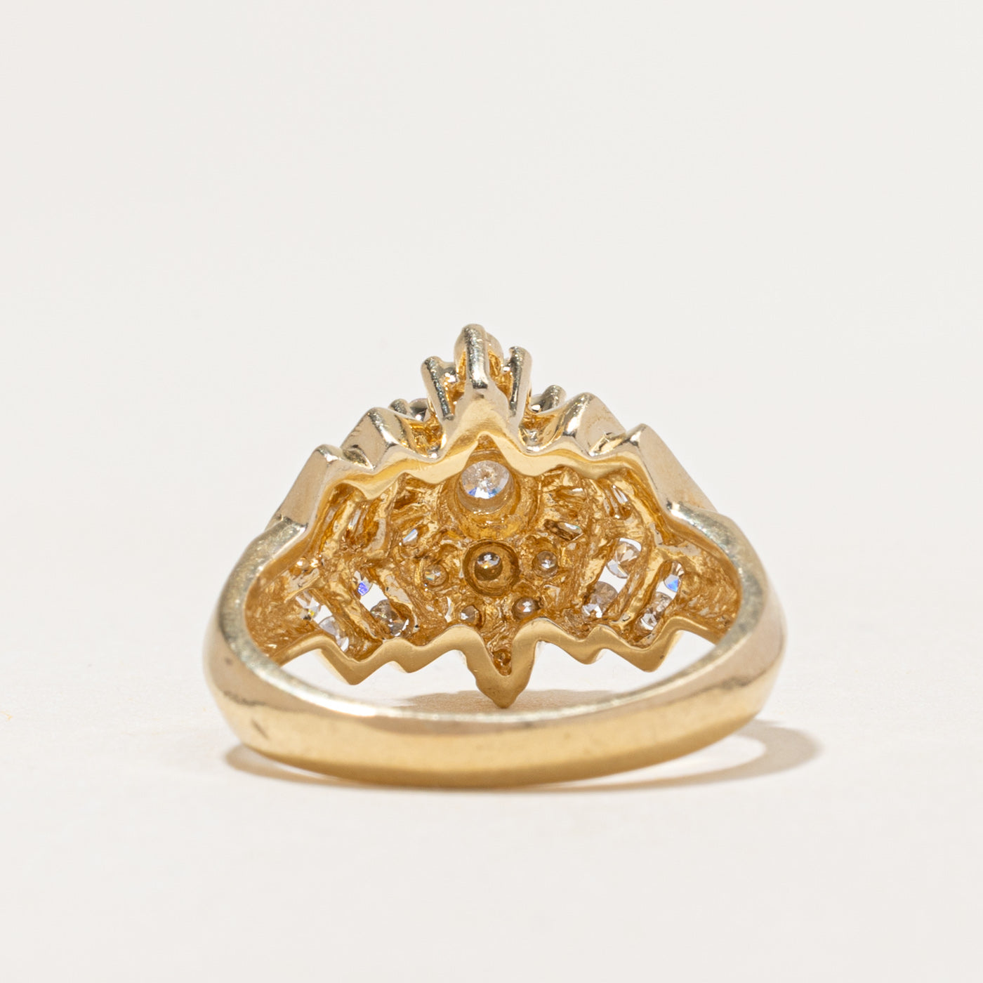 Yellow Gold Diamond Cluster Cocktail Ring | 1.29ctw | SZ 6.75