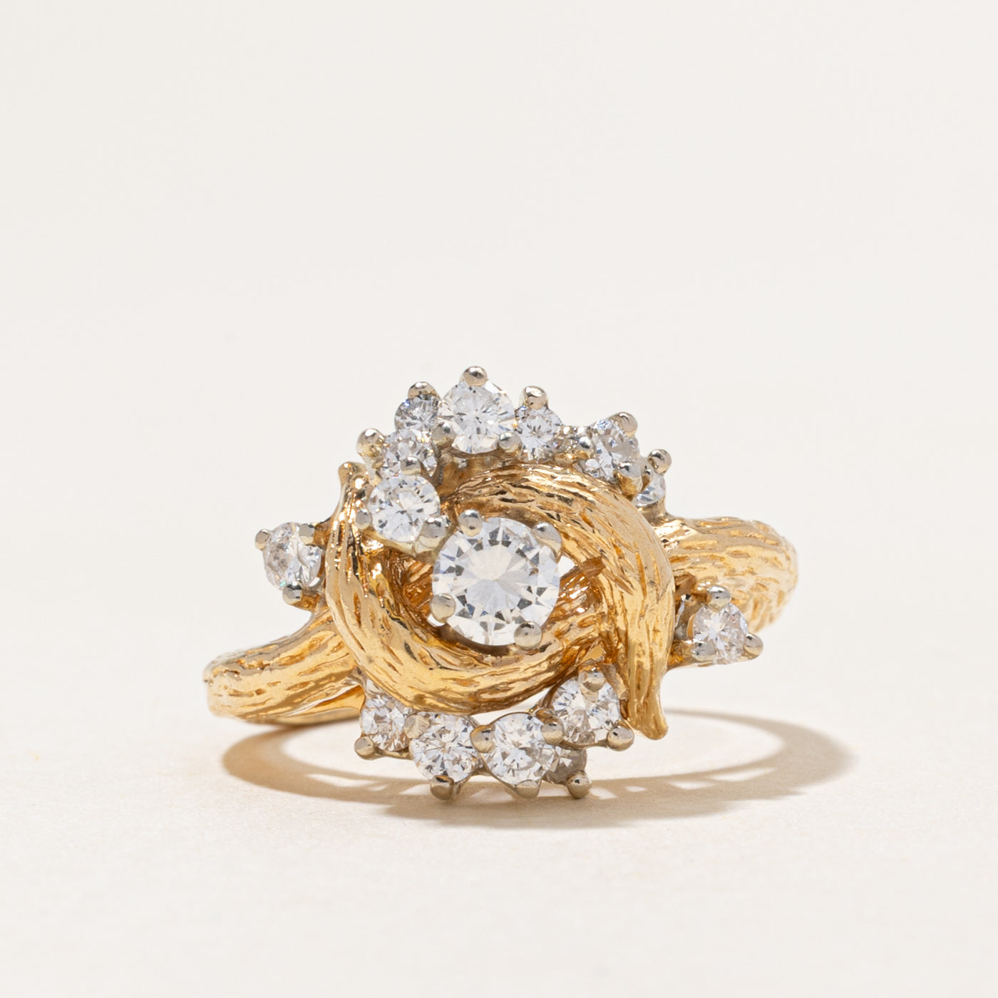 18k Scattered Diamond Textured Cocktail Ring | 0.78ctw | SZ 5.75