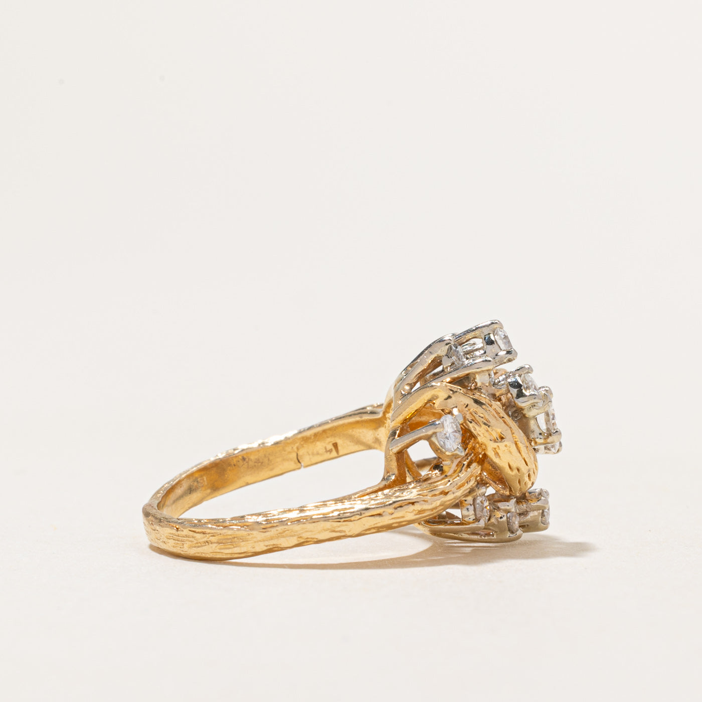 18k Scattered Diamond Textured Cocktail Ring | 0.78ctw | SZ 5.75