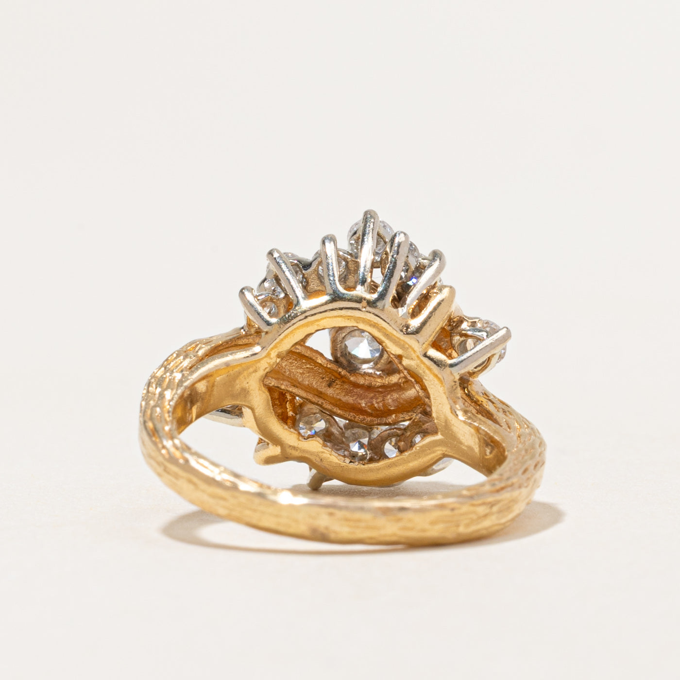 18k Scattered Diamond Textured Cocktail Ring | 0.78ctw | SZ 5.75