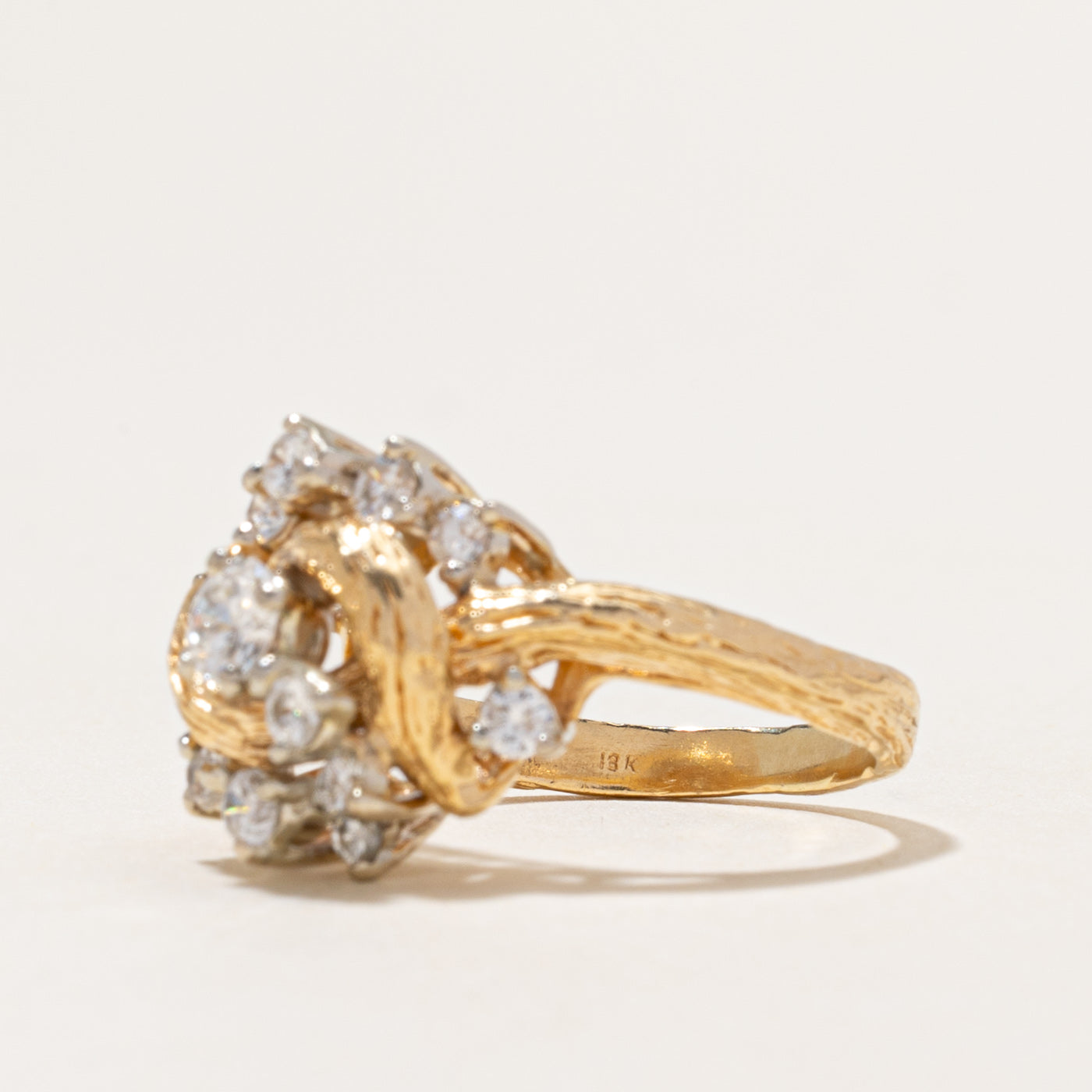 18k Scattered Diamond Textured Cocktail Ring | 0.78ctw | SZ 5.75