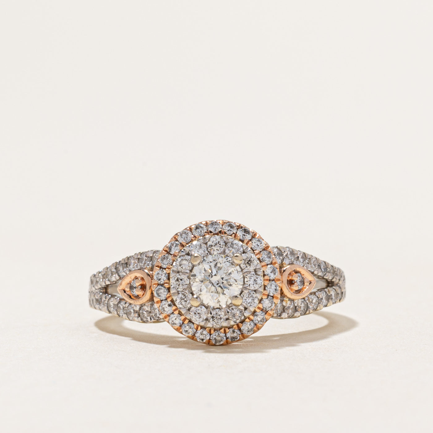 Two Tone Diamond Double Halo Ring | 1.00ctw | SZ 6.5
