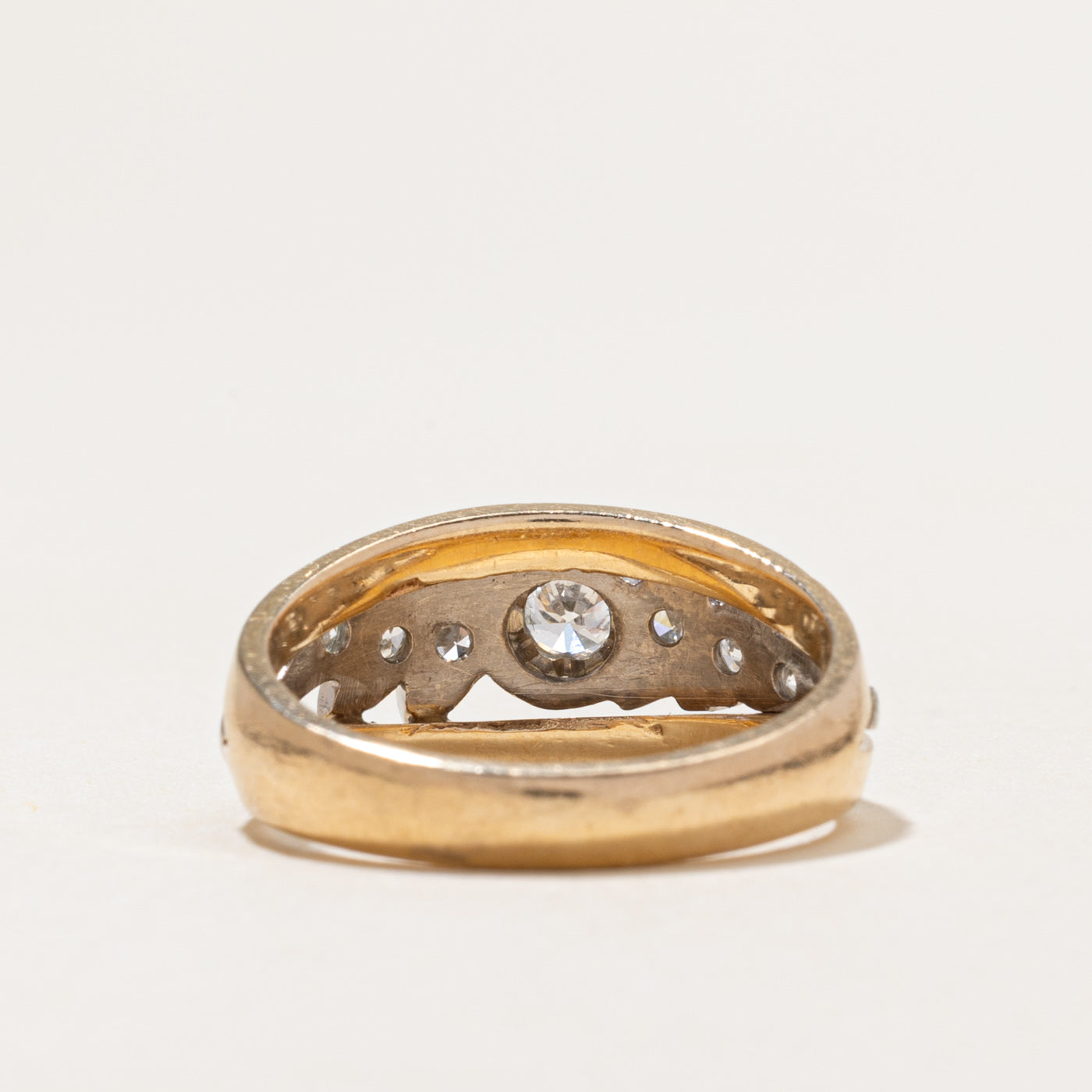 Yellow Gold Illusion Set Diamond Tapered Ring | 0.47ctw | SZ 8.5