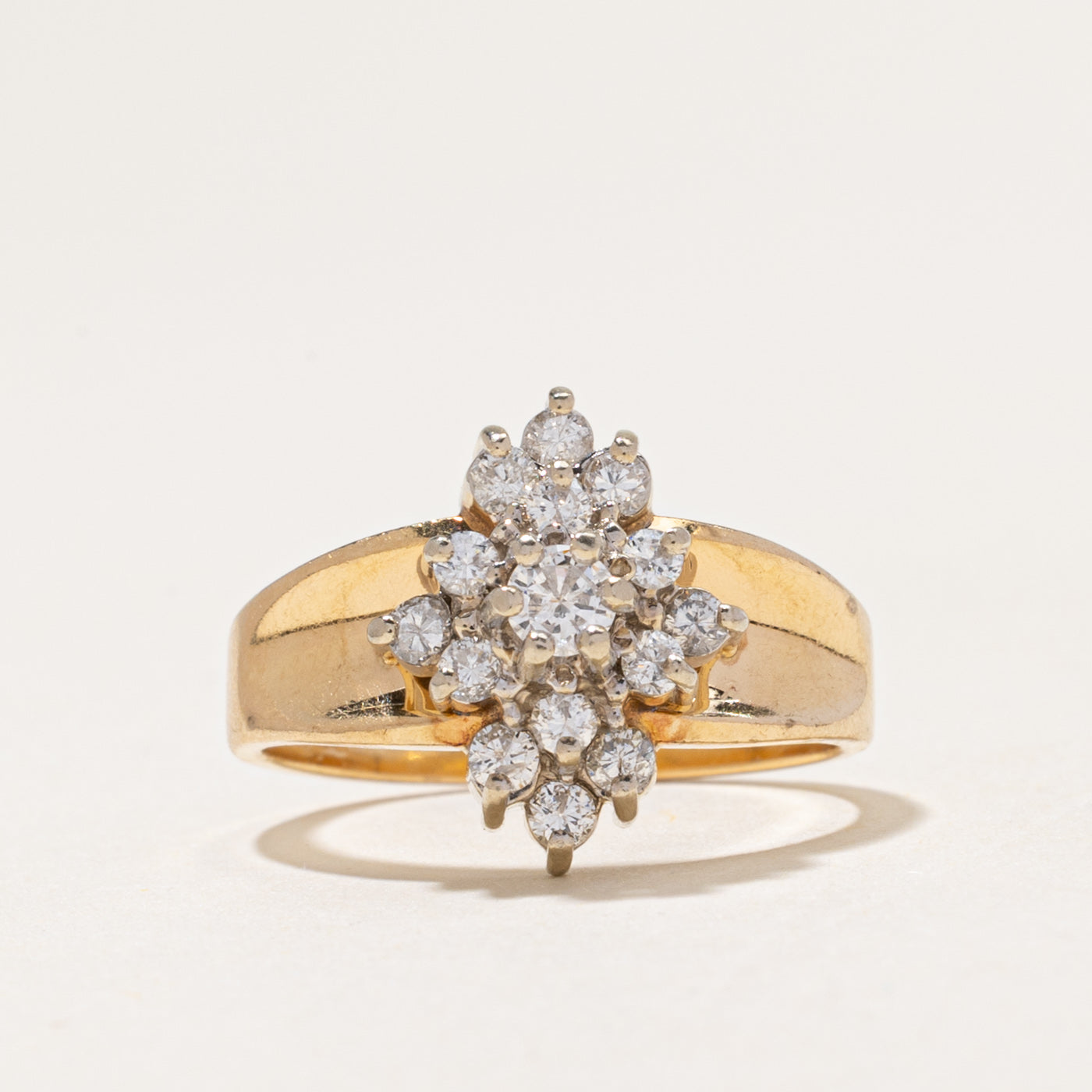 Yellow Gold Diamond Marquise Cluster Ring | 0.50ctw | SZ 5.5