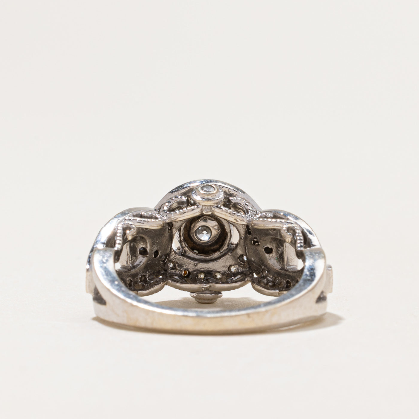 White Gold Diamond Halo Cross Over Ring | 0.78ctw | SZ 6.25