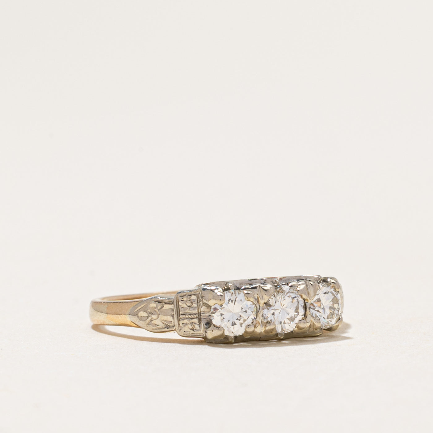 Three Stone Diamond Engraved Ring | 0.46ctw | SZ 5.25