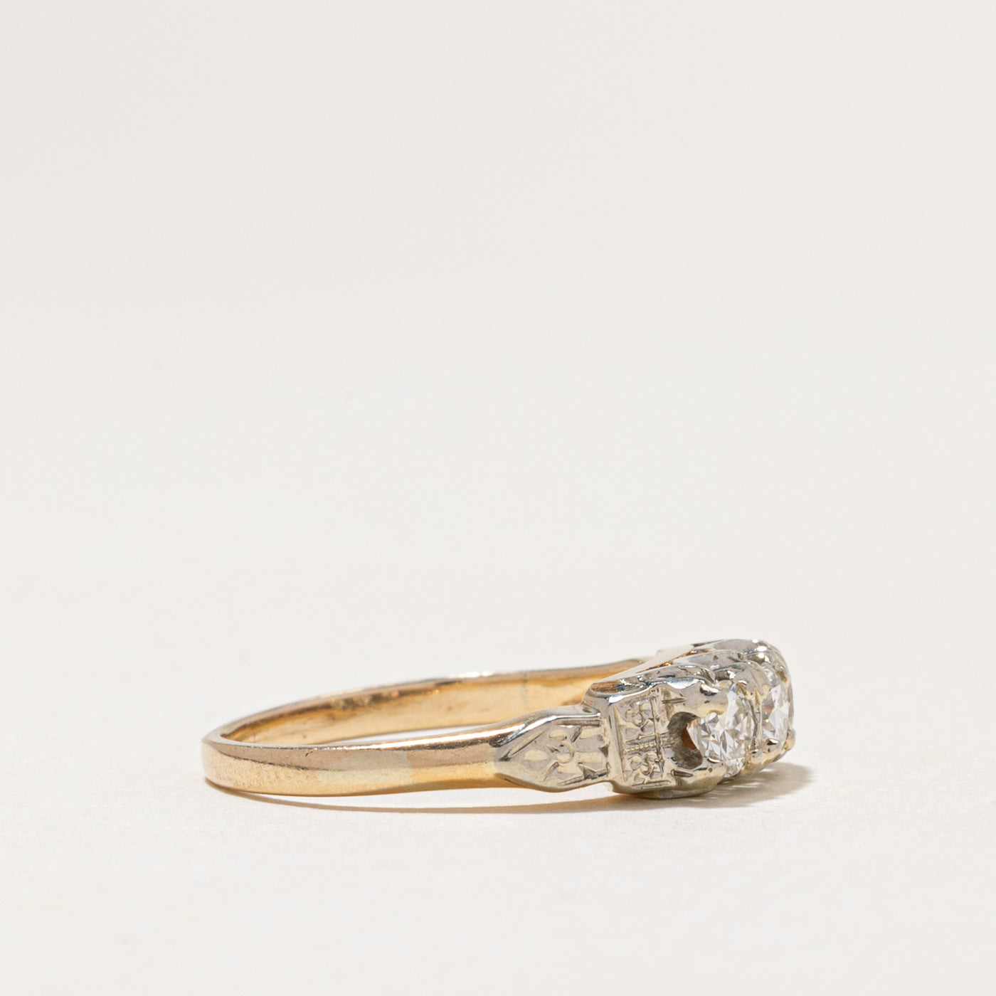 Three Stone Diamond Engraved Ring | 0.46ctw | SZ 5.25