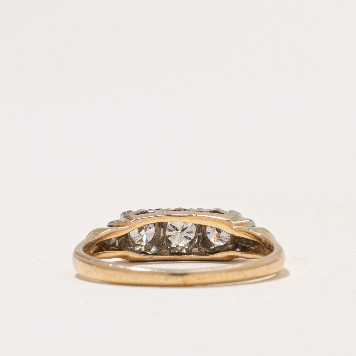Three Stone Diamond Engraved Ring | 0.46ctw | SZ 5.25