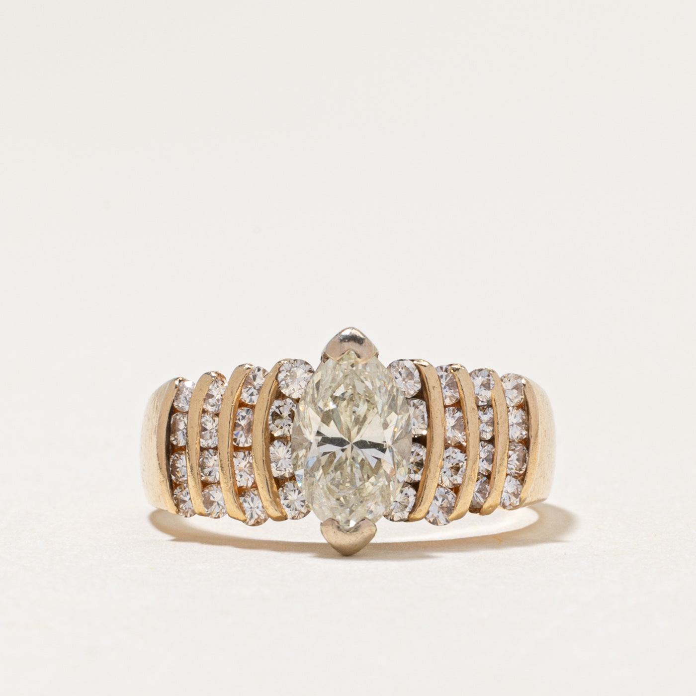 Marquise Cut Yellow & White Diamond Ring | 1.52ctw | SZ 6
