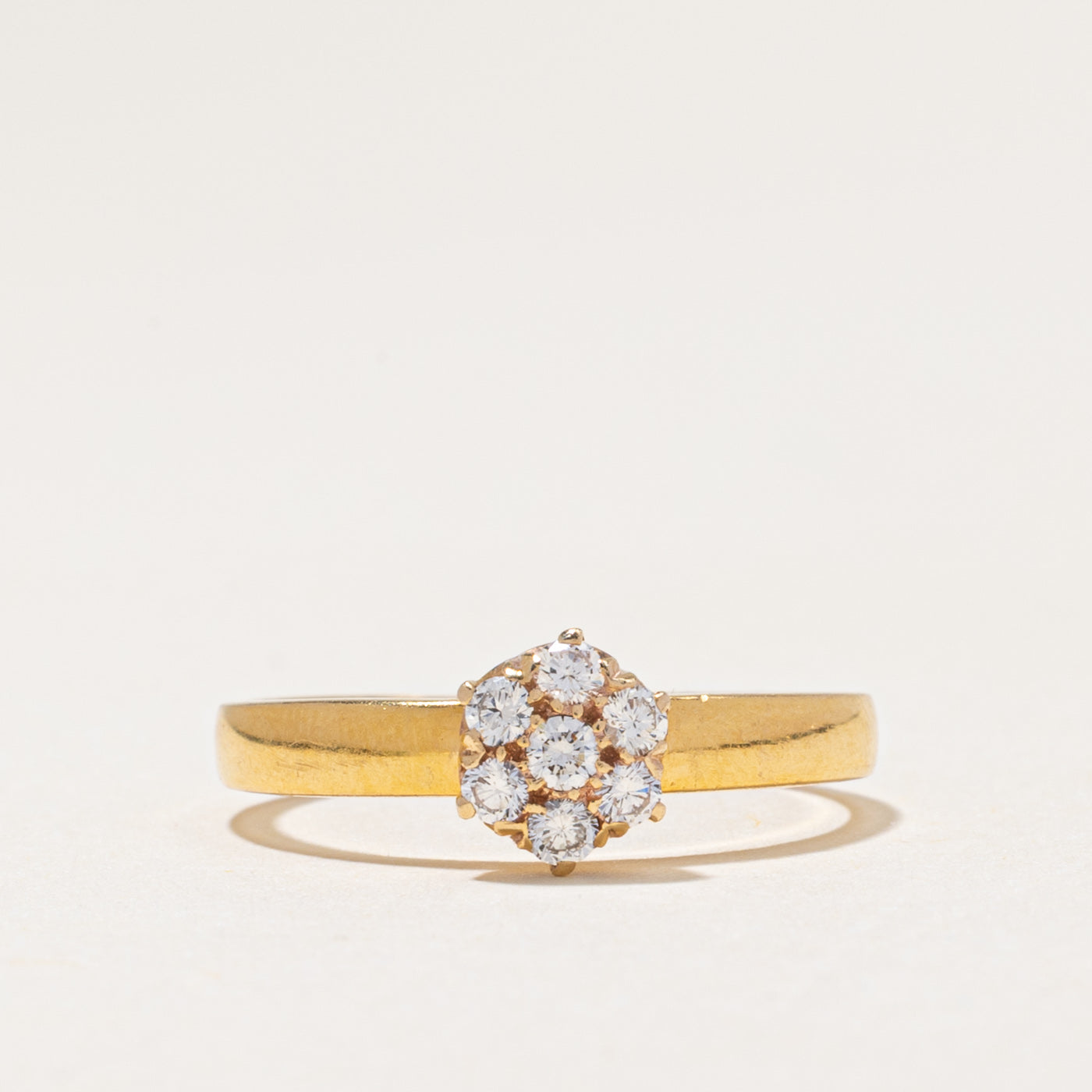 20k Yellow Gold Diamond Round Cluster Ring | 0.22ctw | SZ 6.75