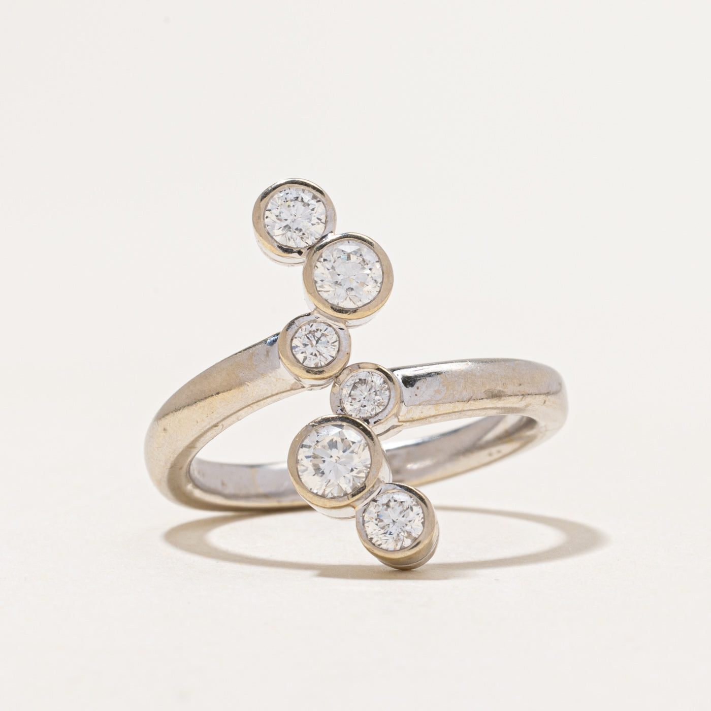 White Gold Bezel Set Diamond Column Ring | 0.84ctw | SZ 8