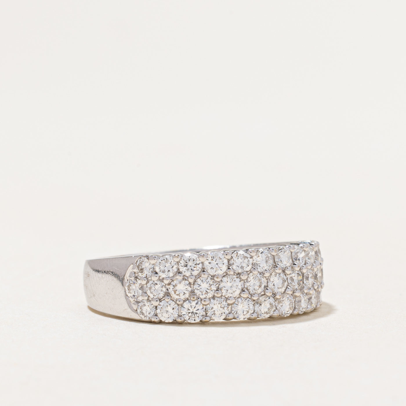 18k White Gold Pavé Set Diamond Band | 1.17ctw | SZ 7.75