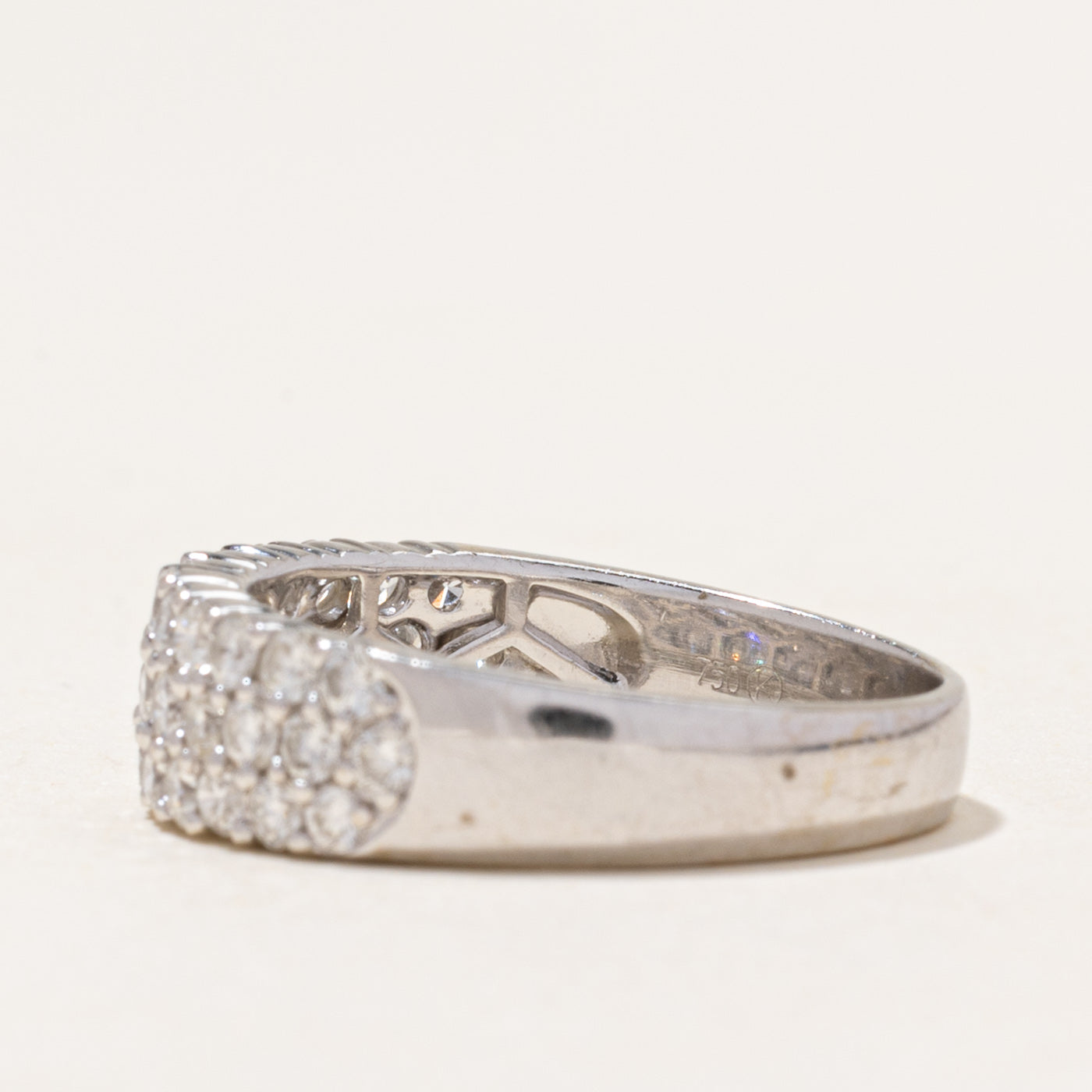 18k White Gold Pavé Set Diamond Band | 1.17ctw | SZ 7.75