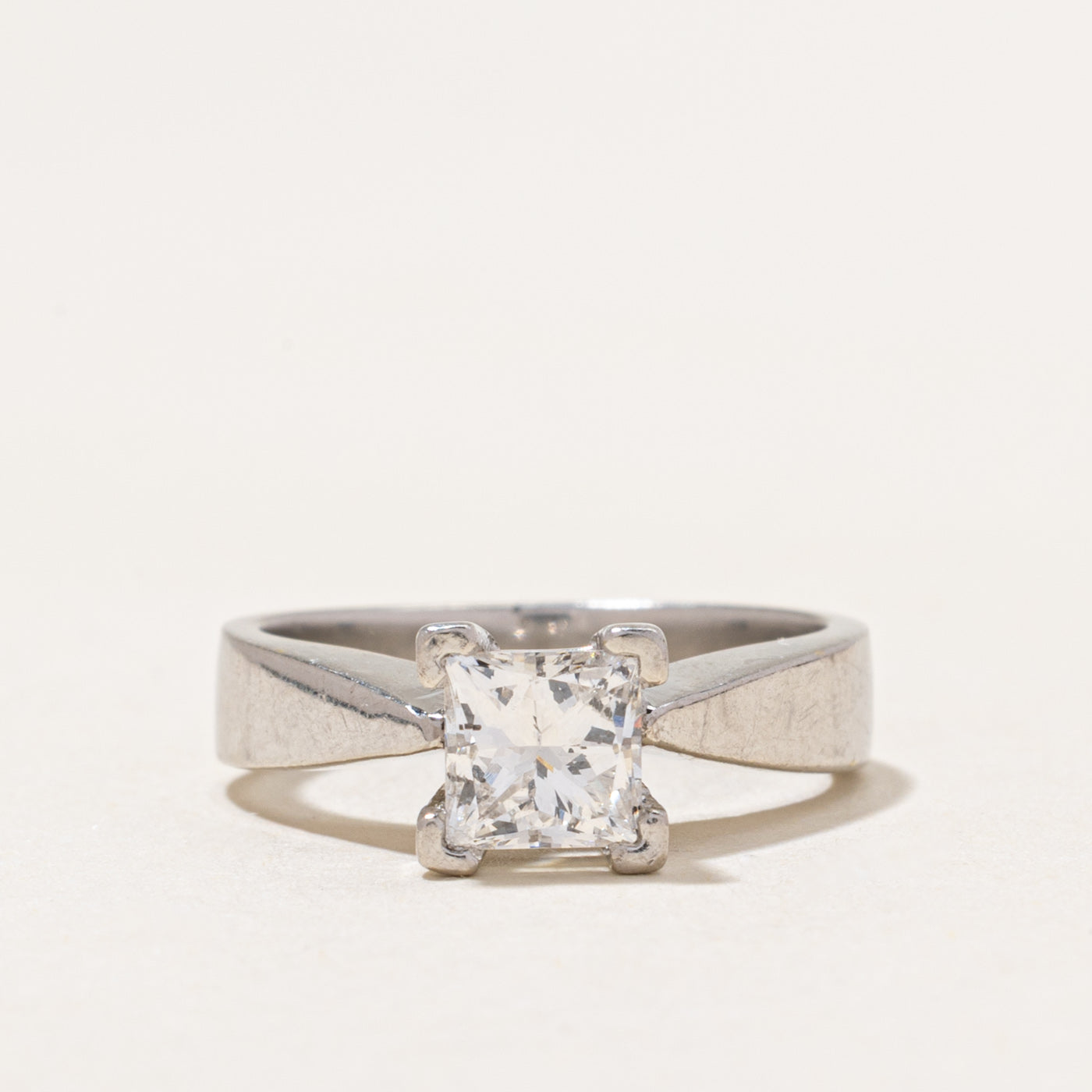 950 Platinum Solitaire Princess Cut Diamond Ring | 0.83ct | SZ 4.75