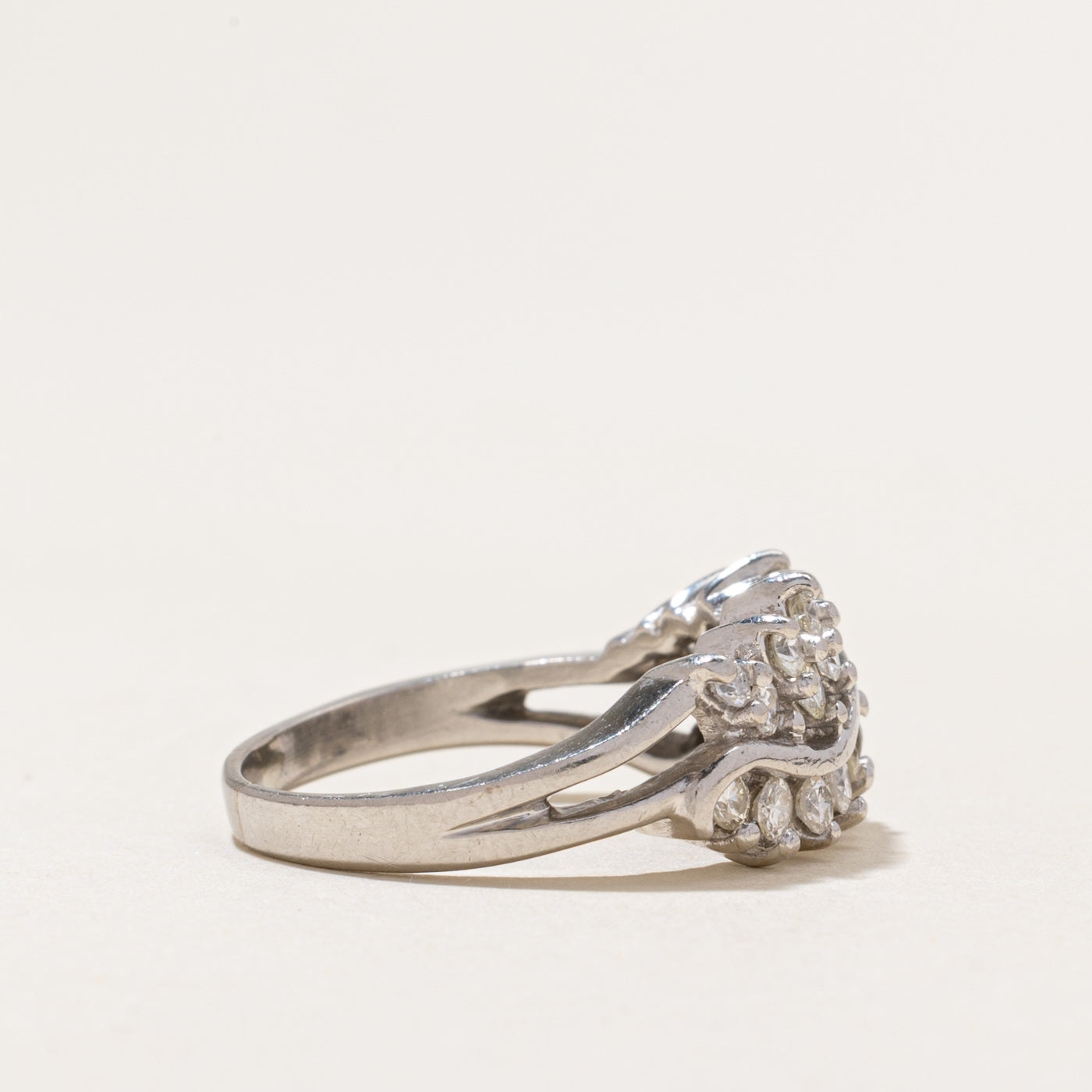 850 Platinum Diamond Wavy Petal Ring | 0.77ctw | SZ 7