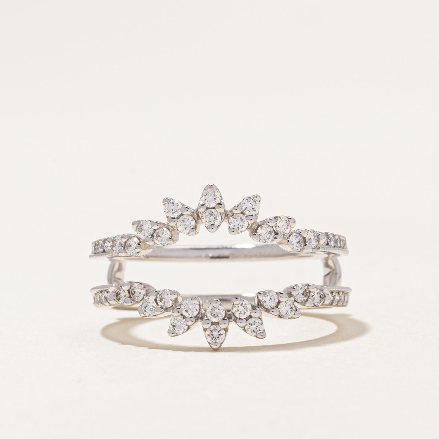 White Gold Diamond Petal Ring Guard | 0.42ctw | SZ 6.75