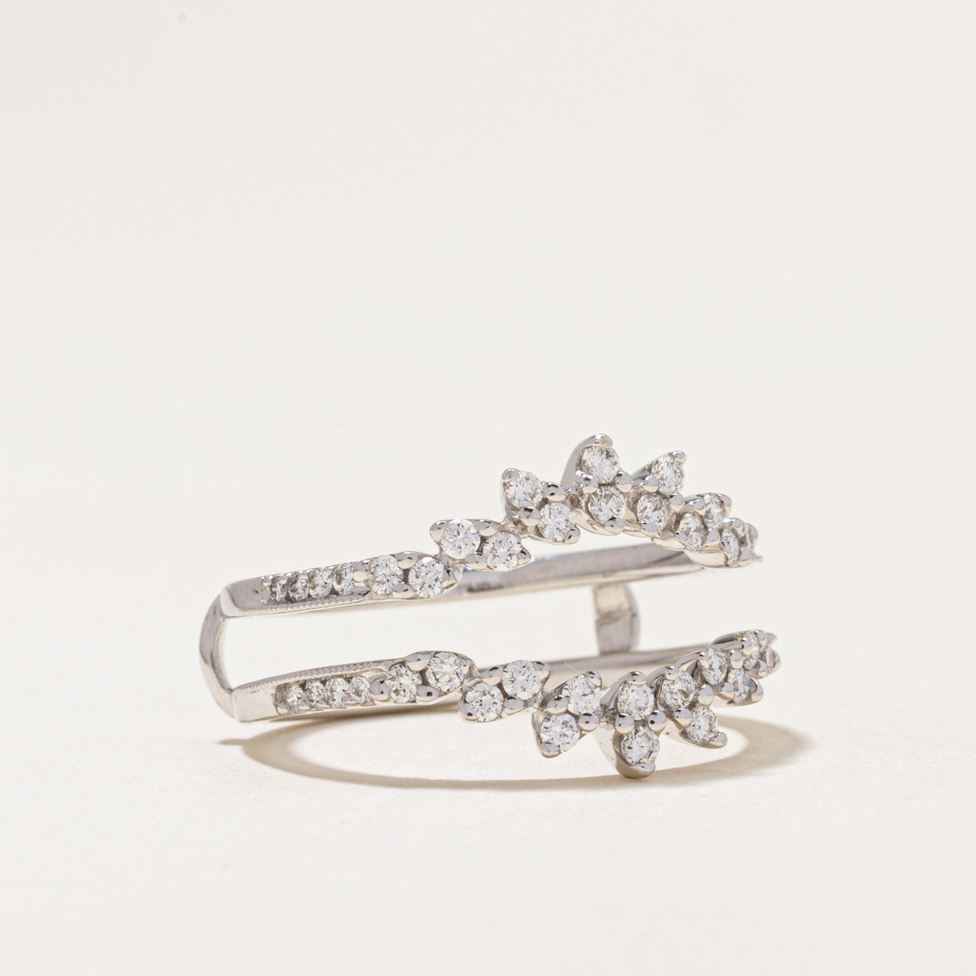 White Gold Diamond Petal Ring Guard | 0.42ctw | SZ 6.75