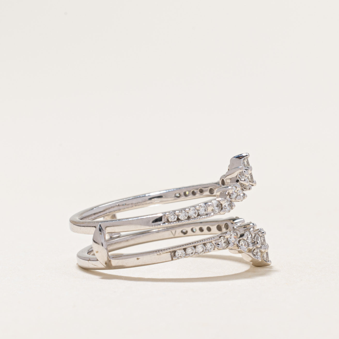 White Gold Diamond Petal Ring Guard | 0.42ctw | SZ 6.75