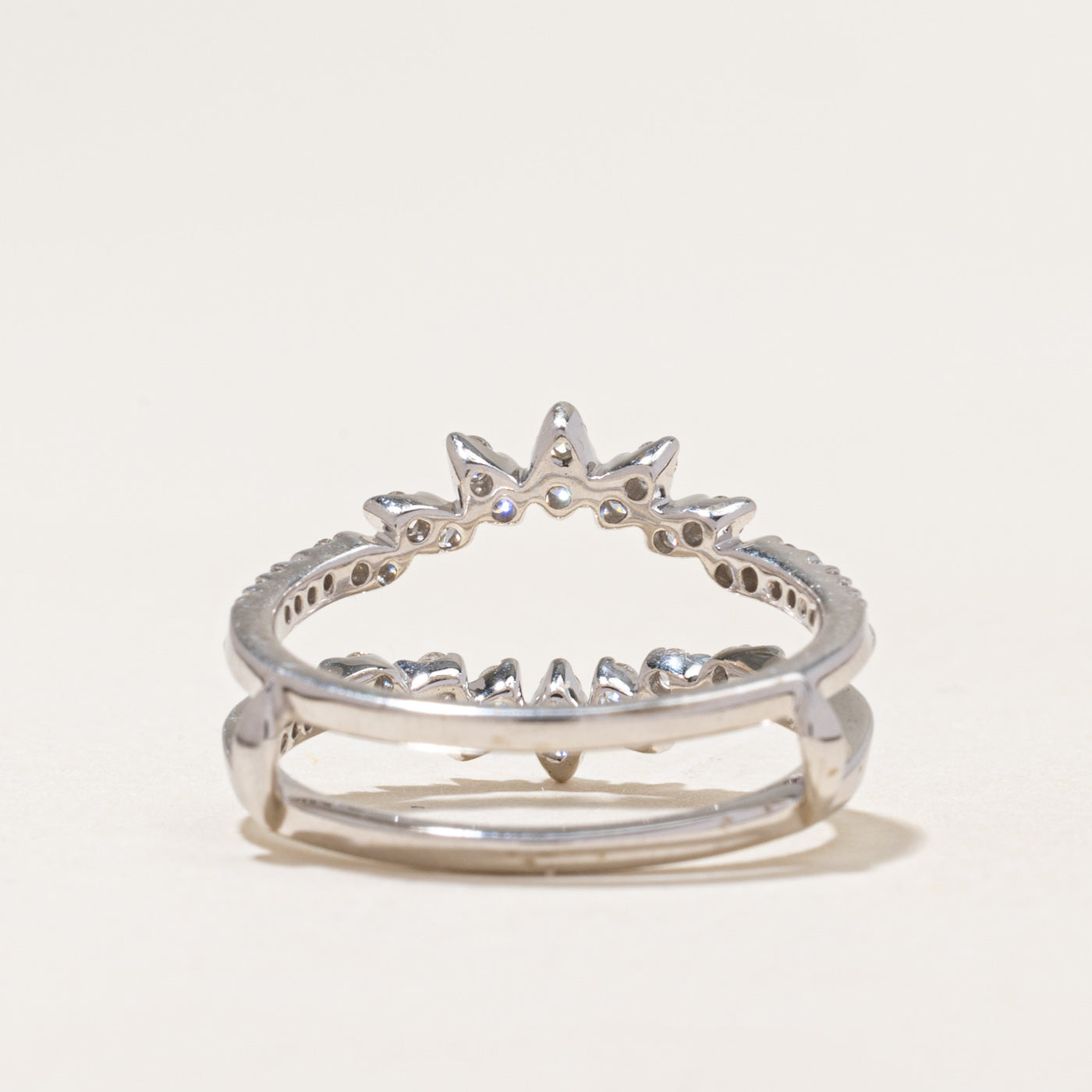 White Gold Diamond Petal Ring Guard | 0.42ctw | SZ 6.75