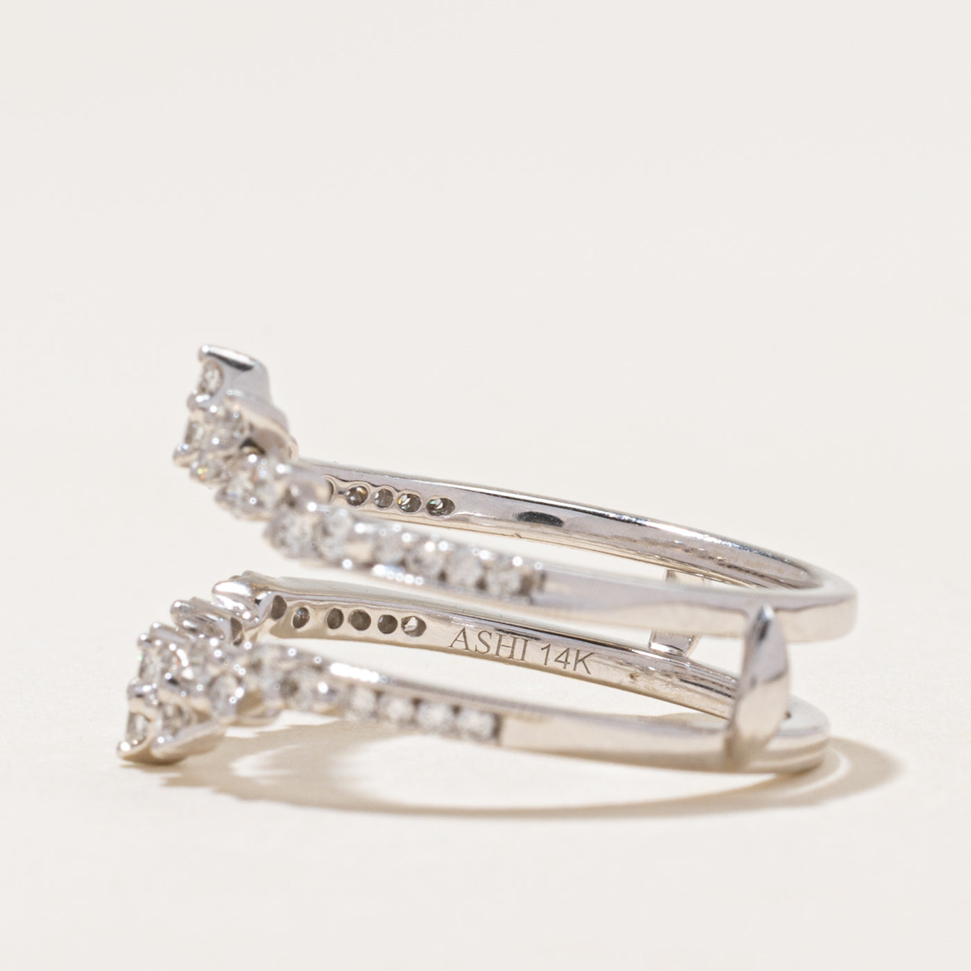 White Gold Diamond Petal Ring Guard | 0.42ctw | SZ 6.75