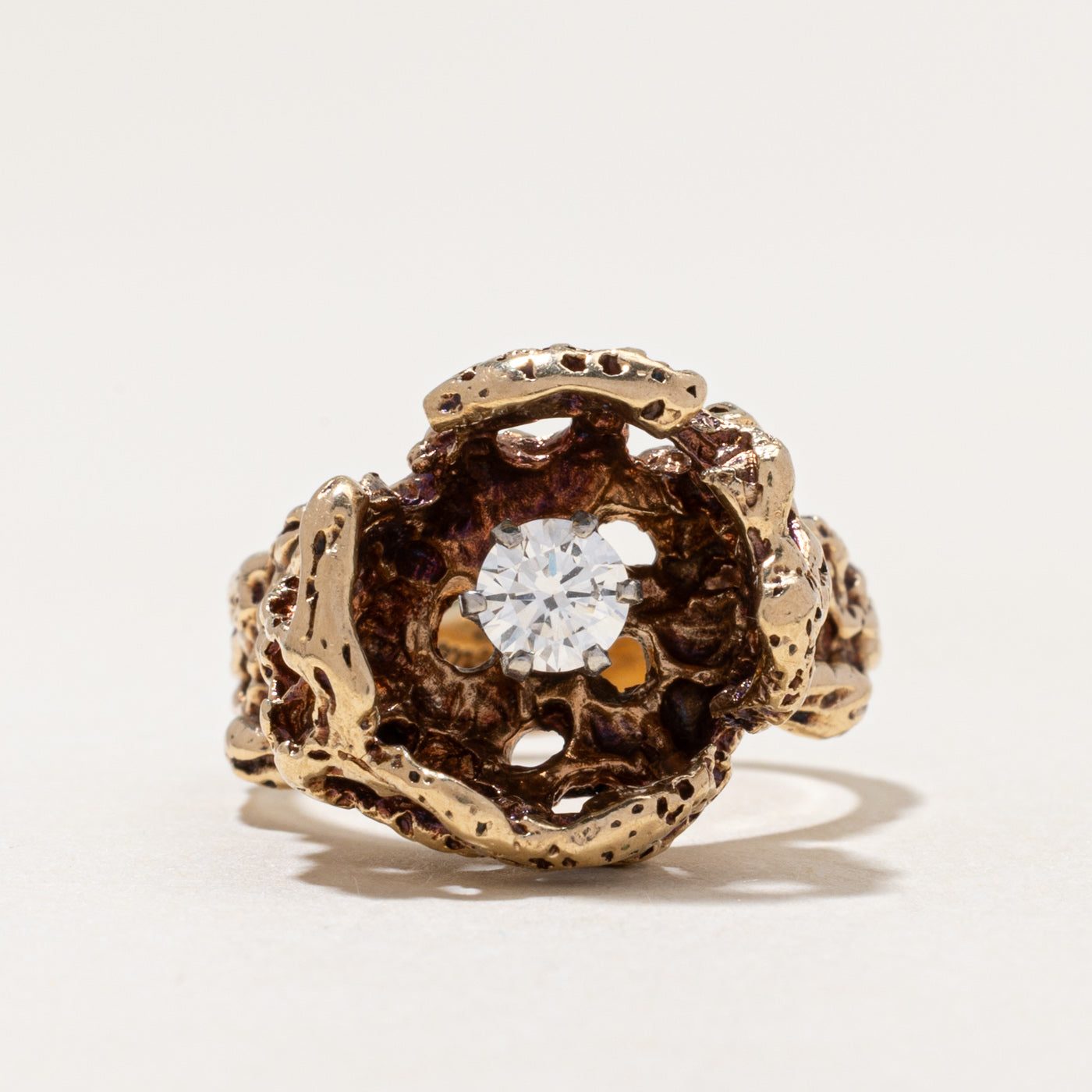 Solitaire Diamond Textured Cocktail Ring | 0.33ct | SZ 7.25