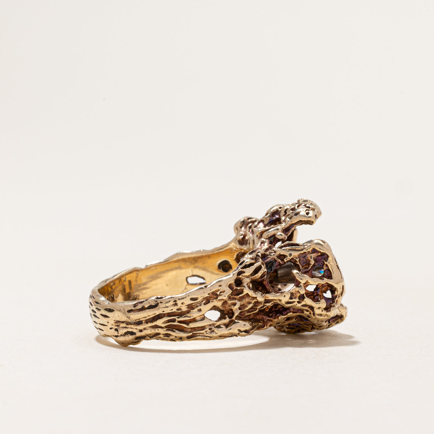 Solitaire Diamond Textured Cocktail Ring | 0.33ct | SZ 7.25