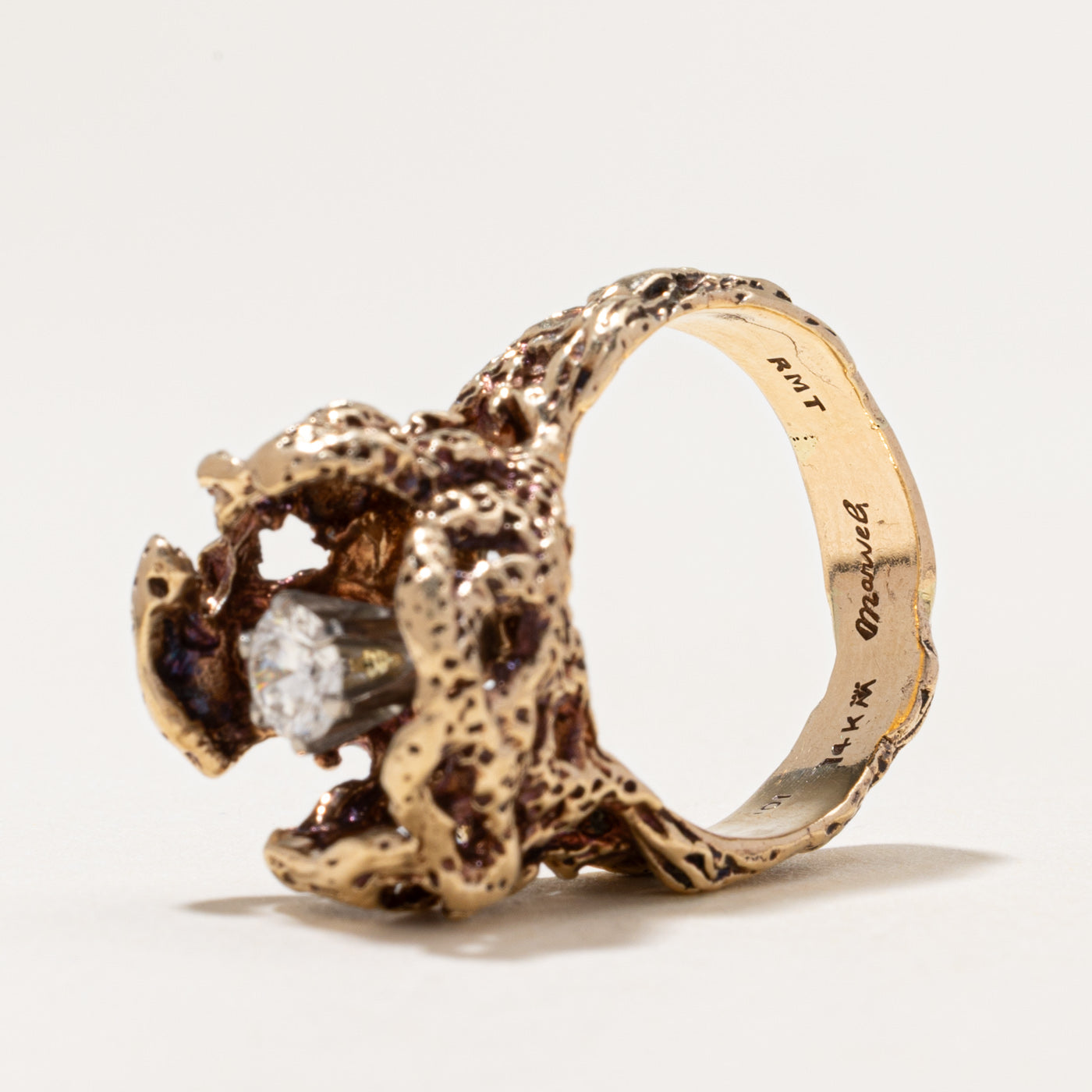 Solitaire Diamond Textured Cocktail Ring | 0.33ct | SZ 7.25