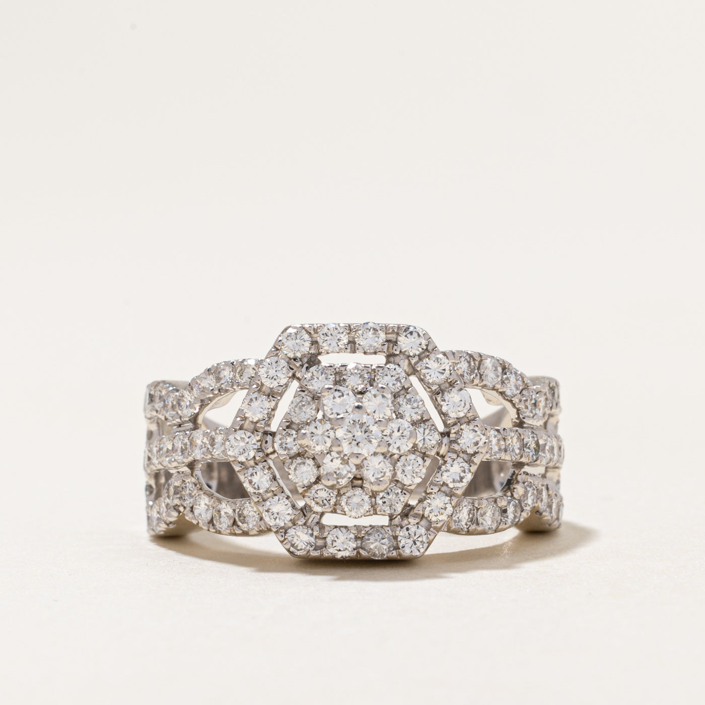 18k Old European Cut Diamond Cluster Cocktail Ring | 1.37ctw | SZ 7.25