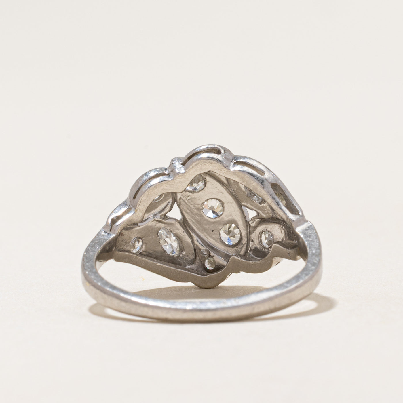 900 Platinum Diamond Marquise Cluster Cocktail Ring | 0.29ctw | SZ 6.25