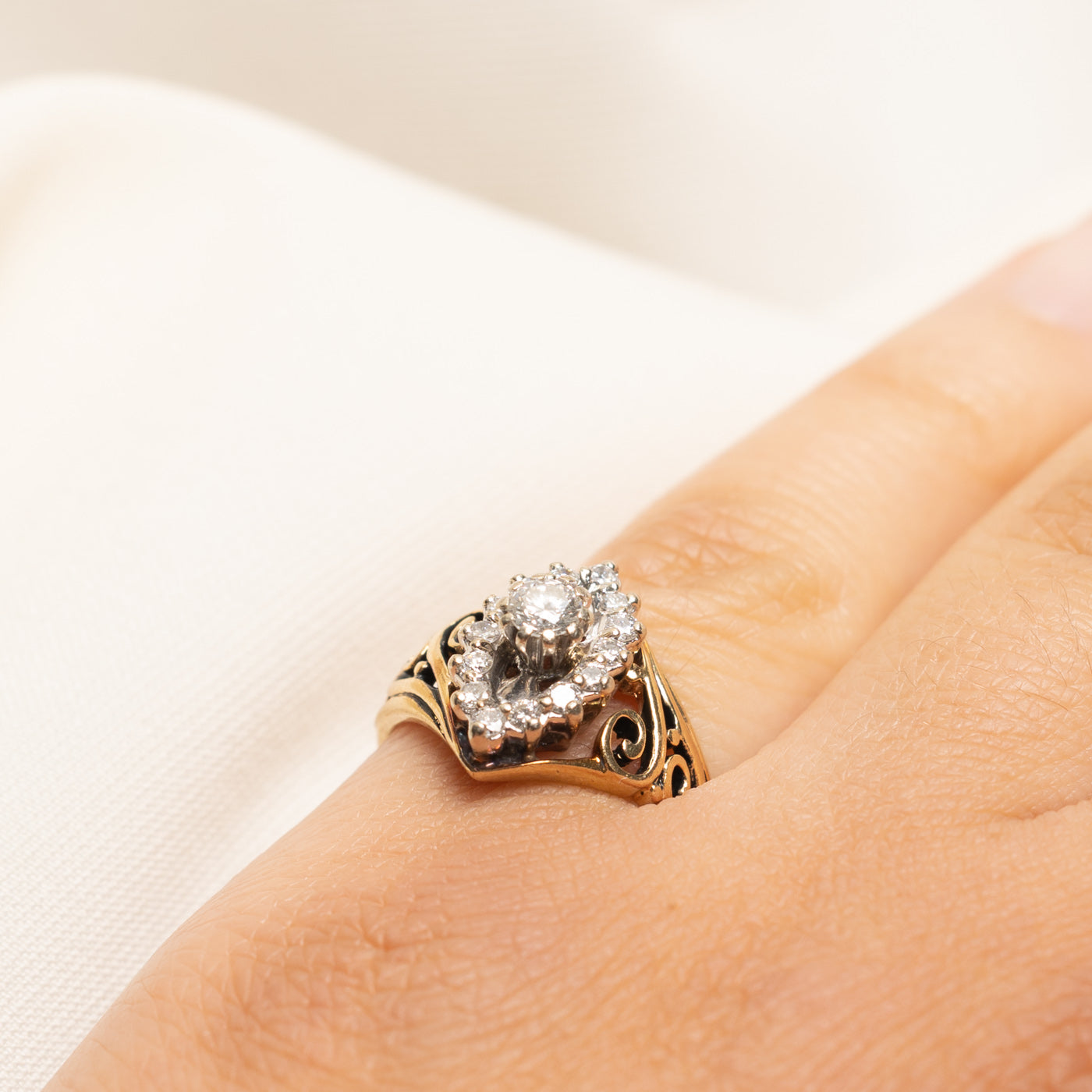 Diamond Marquise Cluster Scrollwork Ring | 0.50ctw | SZ 5.5
