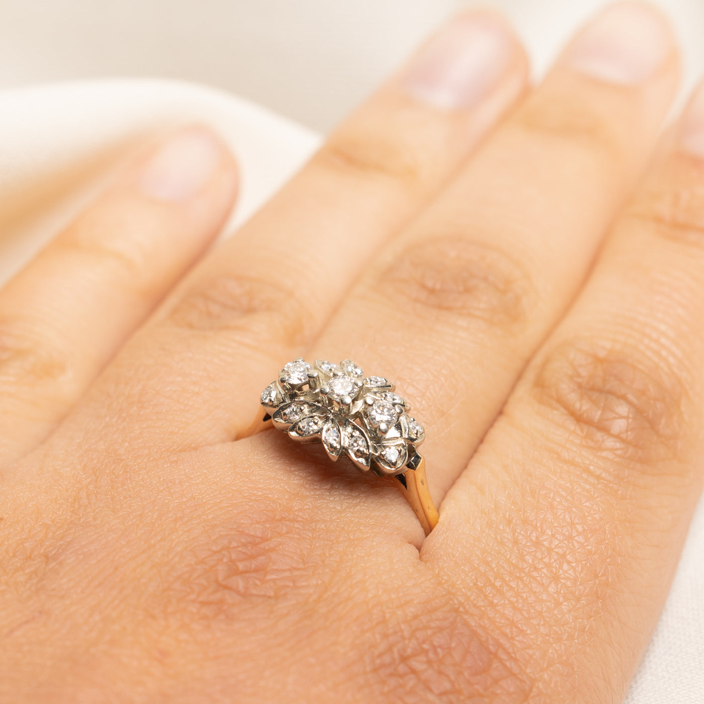 Yellow Gold Diamond Cluster Ring | 0.41ctw | SZ 10