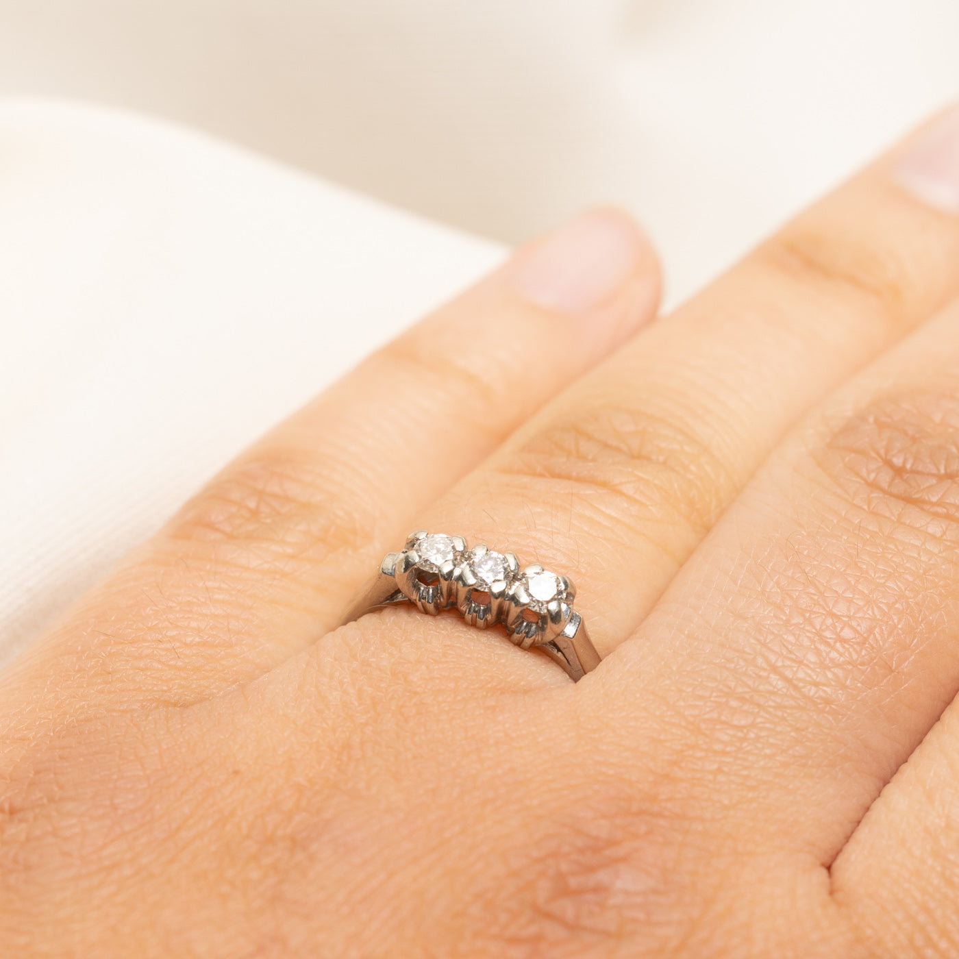 18k White Gold Three Stone Diamond Ring | 0.30ctw | SZ 6
