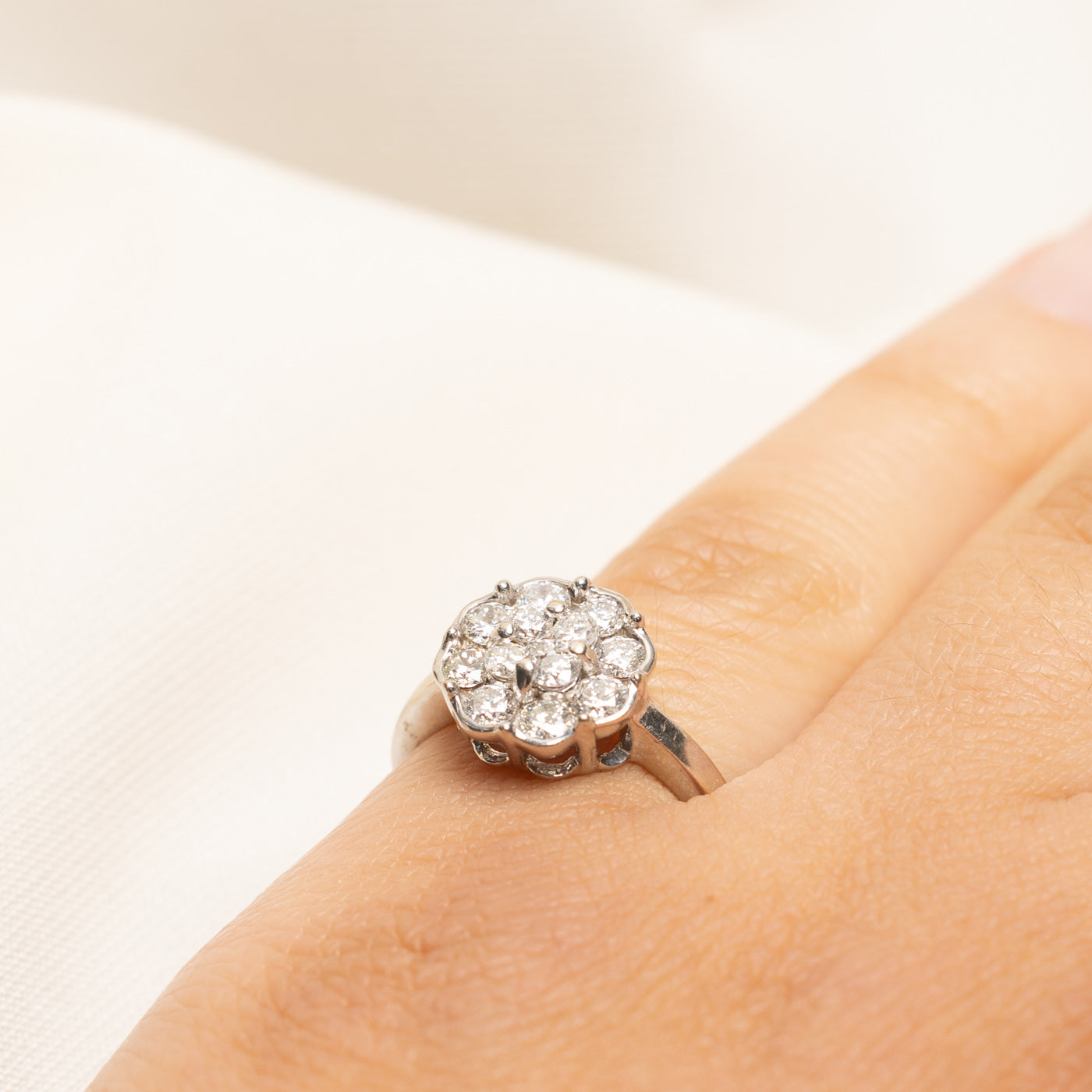 White Gold Diamond Cluster Ring | 0.80ctw | SZ 4.5