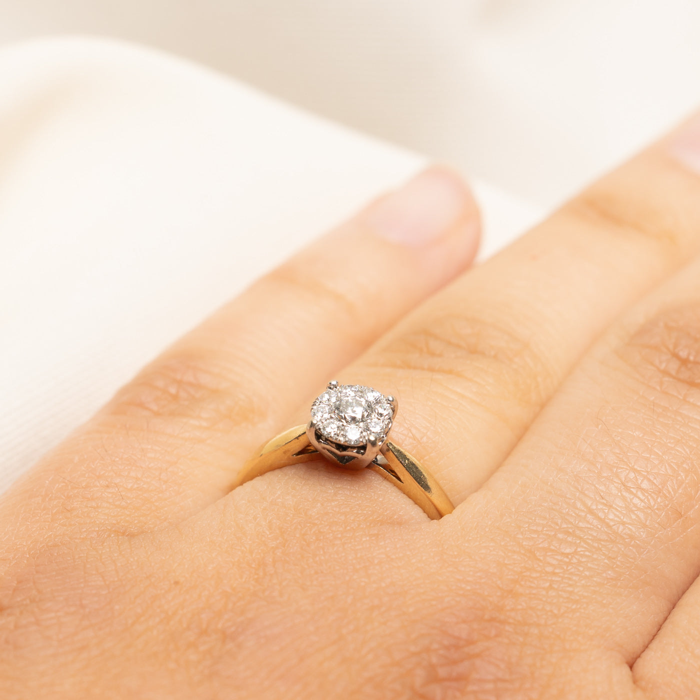 Yellow Gold Diamond Halo Reverse Tapered Ring | 0.34ctw | SZ 6.5