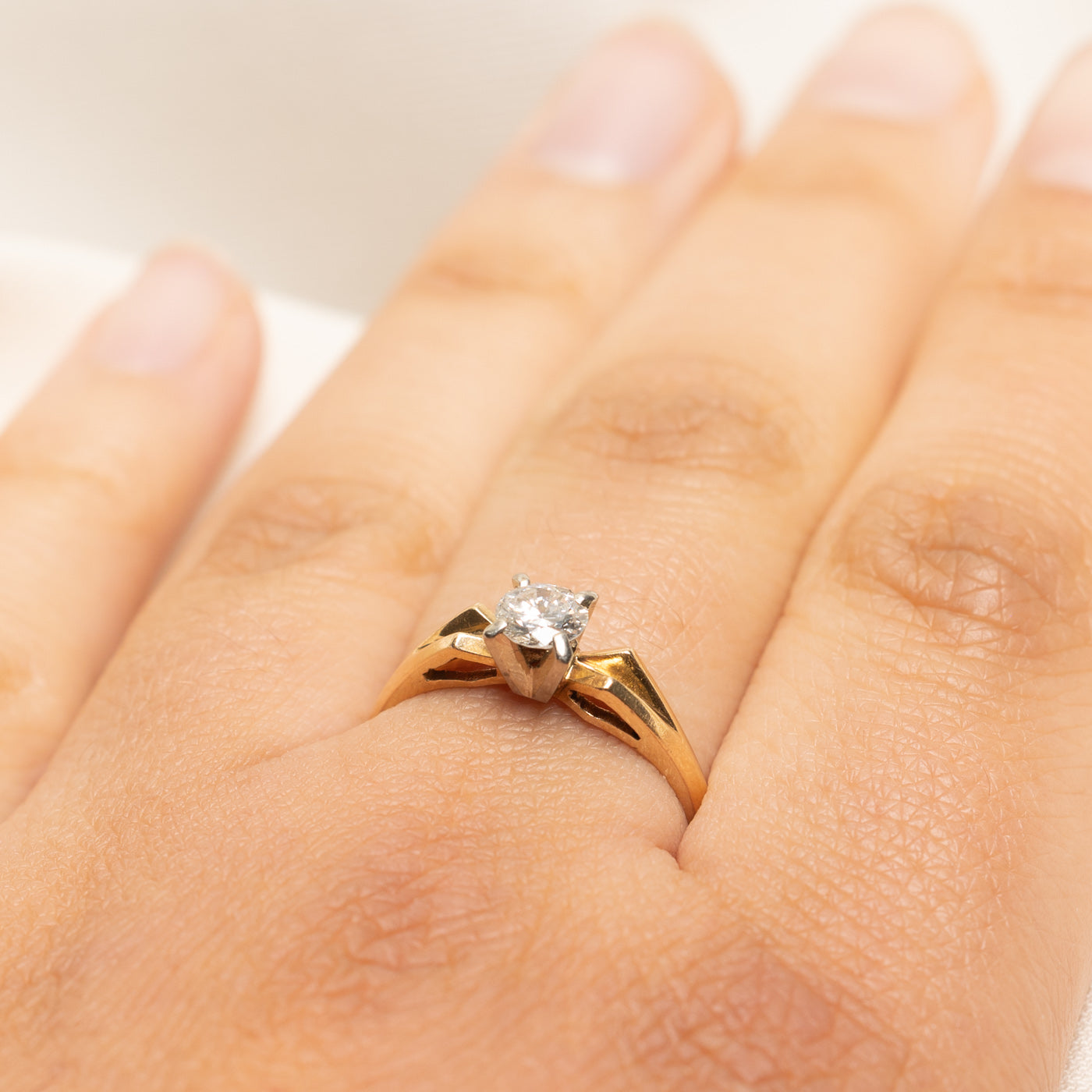 Solitaire Diamond Reverse Tapered Ring | 0.40ct | SZ 8.25