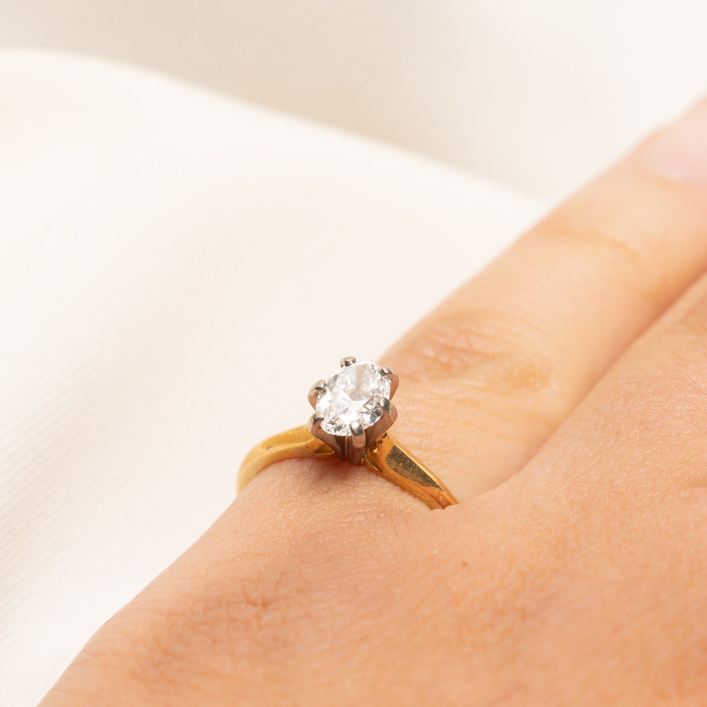 18k Oval Cut Solitaire Diamond Ring | 0.66ct | SZ 5
