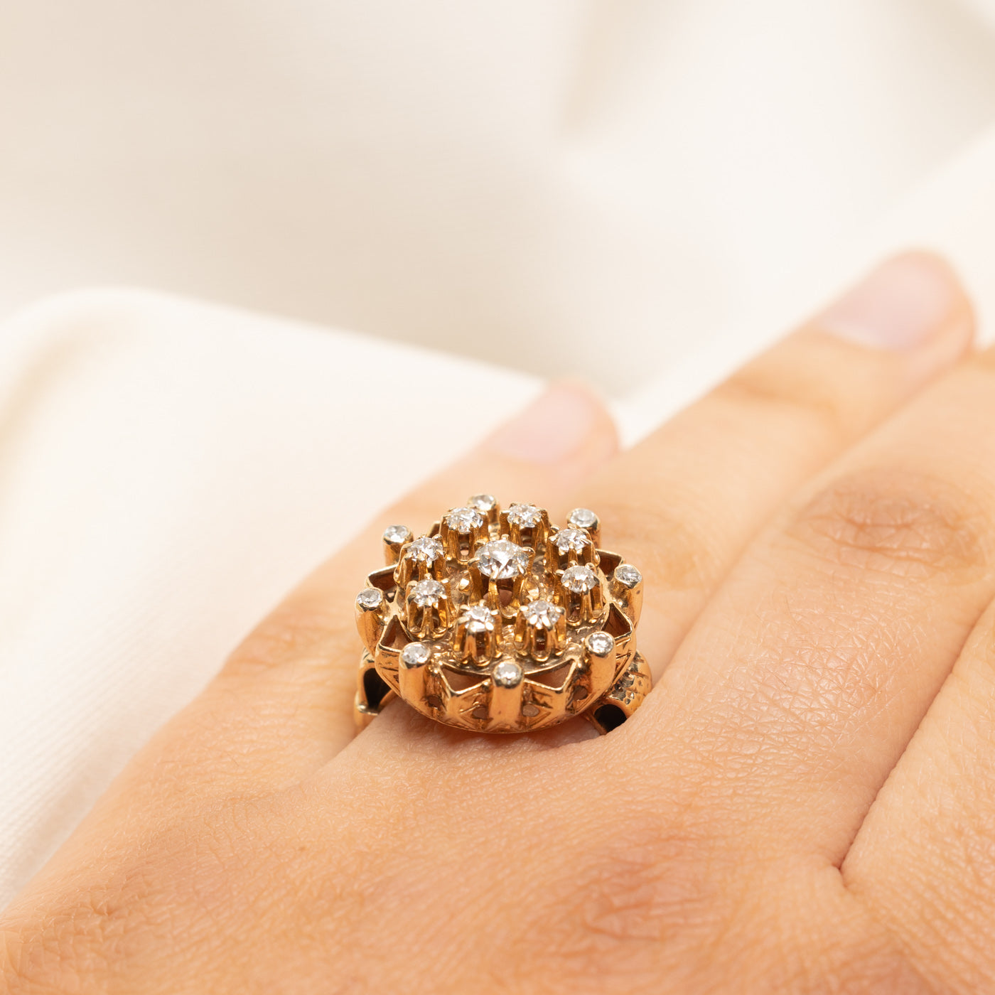 Old European Cut Diamond Cluster Cocktail Ring | 0.90ctw | SZ 7