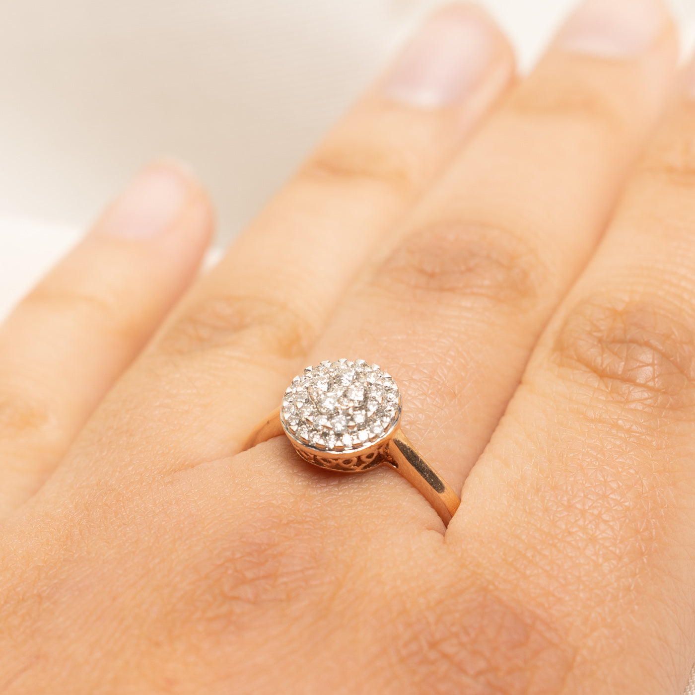 Yellow Gold Diamond Round Cluster Ring | 0.43ctw | SZ 9.25