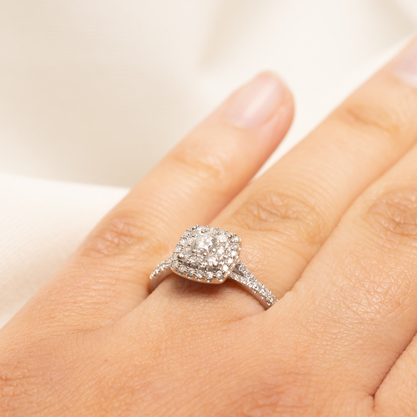 White Gold Diamond Double Halo Ring | 0.55ctw | SZ 7.25