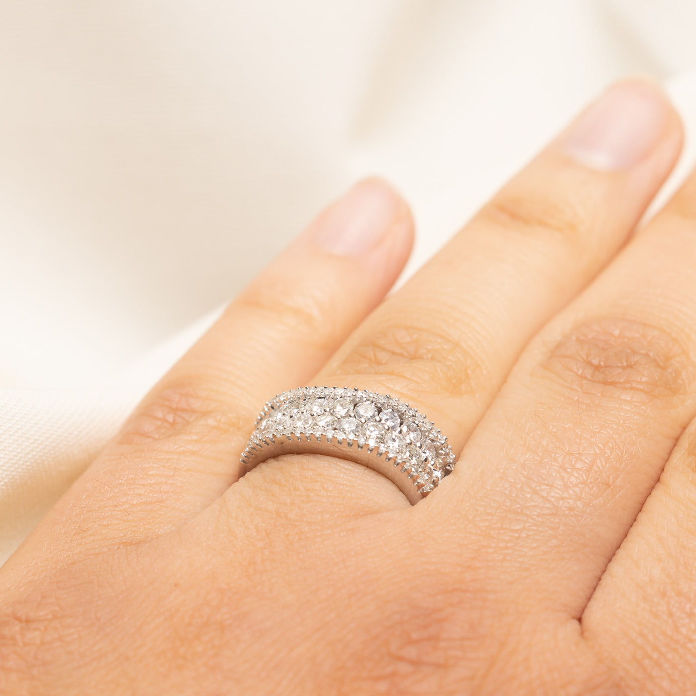 Multi Row Diamond Wave Band | 0.49ctw | SZ 7