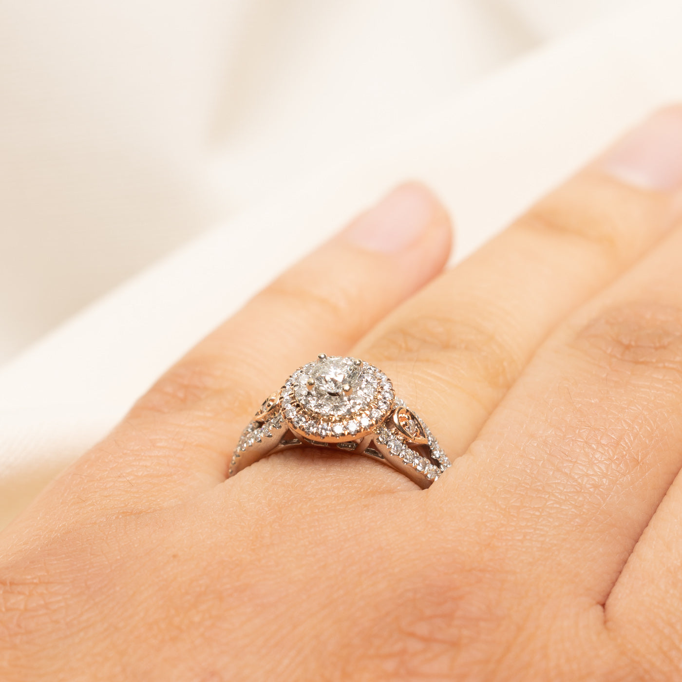 Two Tone Diamond Double Halo Ring | 1.00ctw | SZ 6.5