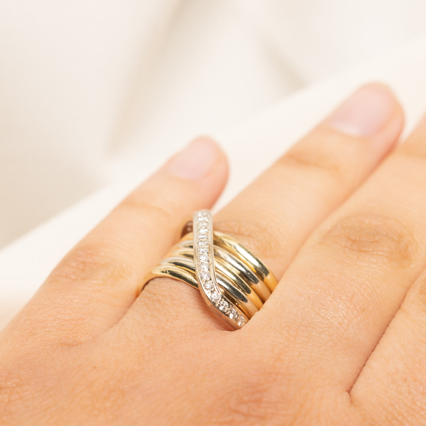 Diamond Waterfall Layered Cocktail Ring | 0.35ctw | SZ 7.75