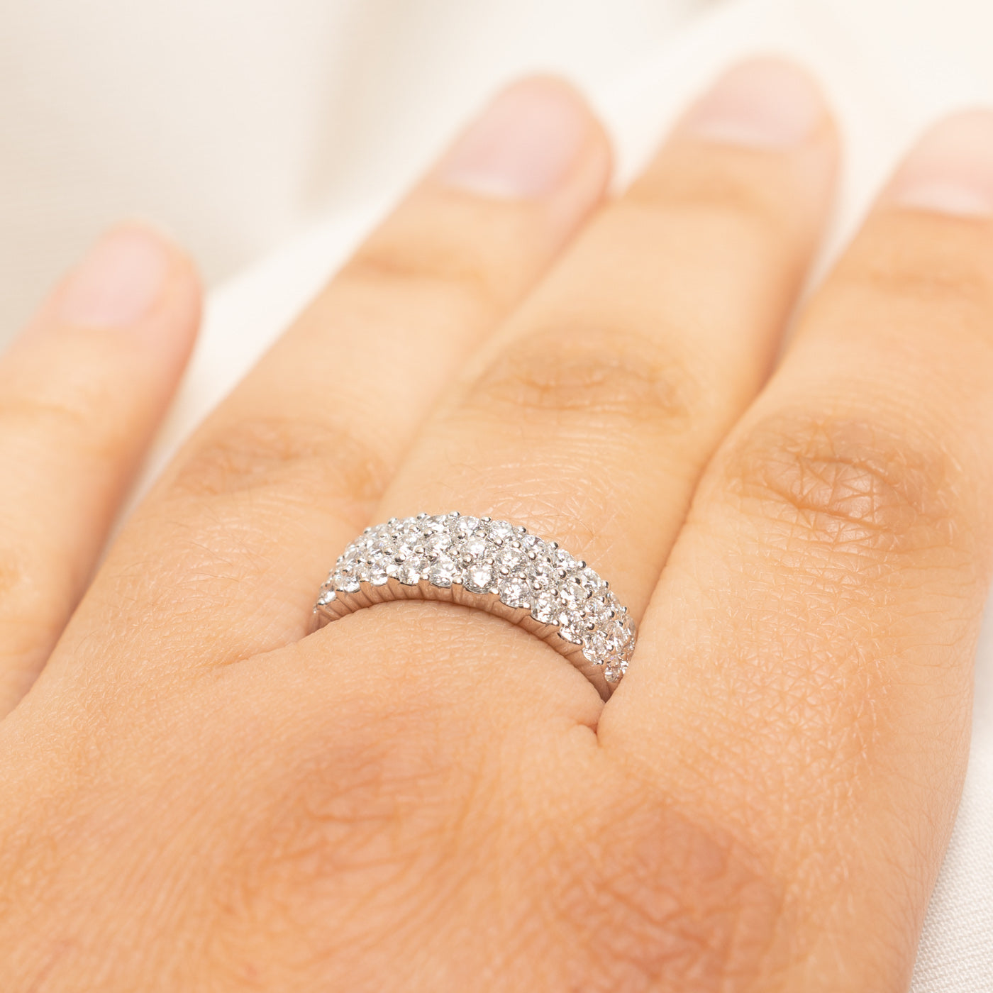 18k White Gold Pavé Set Diamond Band | 1.17ctw | SZ 7.75