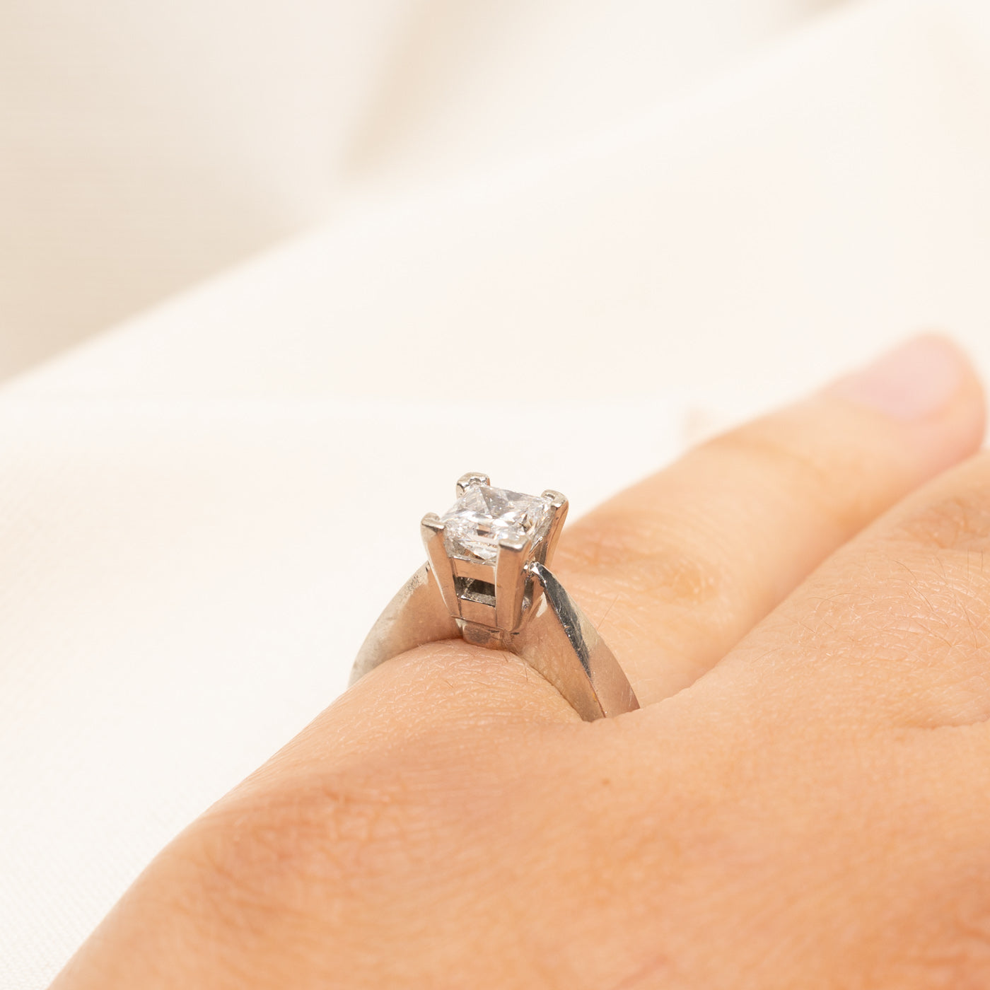 950 Platinum Solitaire Princess Cut Diamond Ring | 0.83ct | SZ 4.75