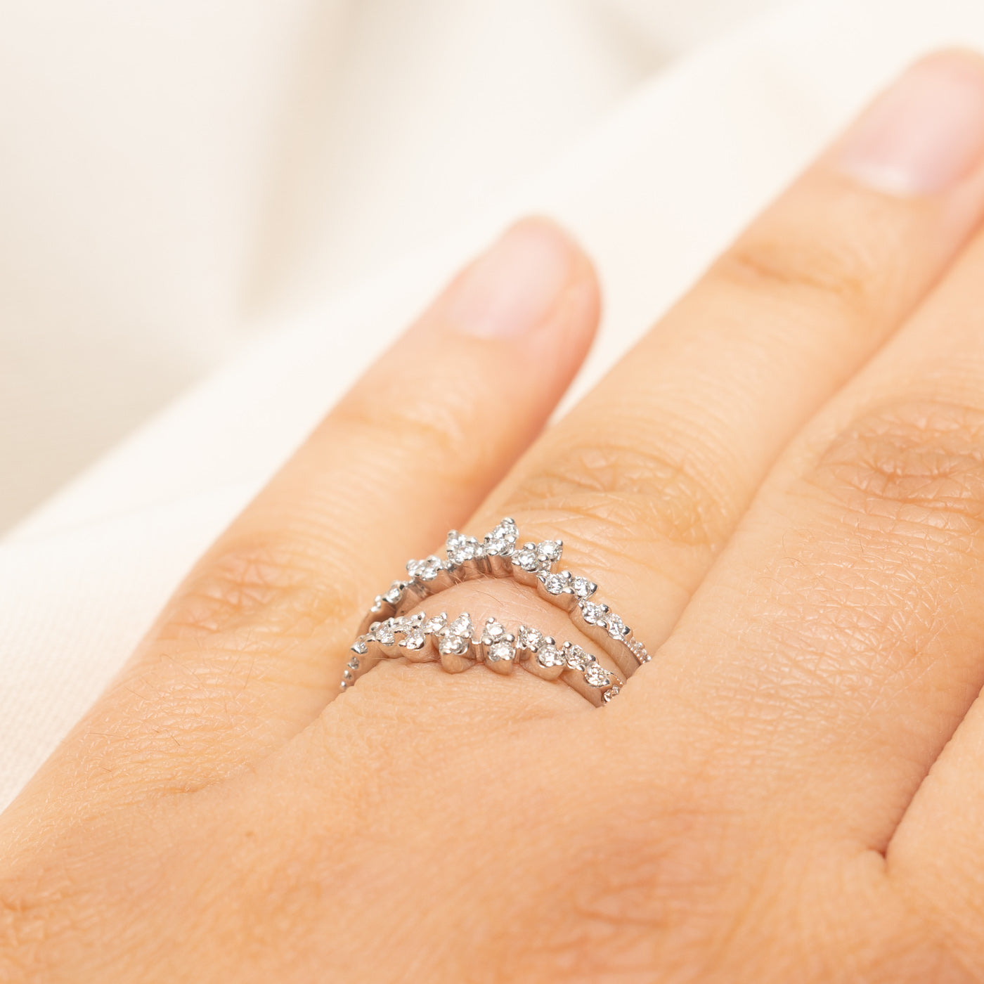 White Gold Diamond Petal Ring Guard | 0.42ctw | SZ 6.75