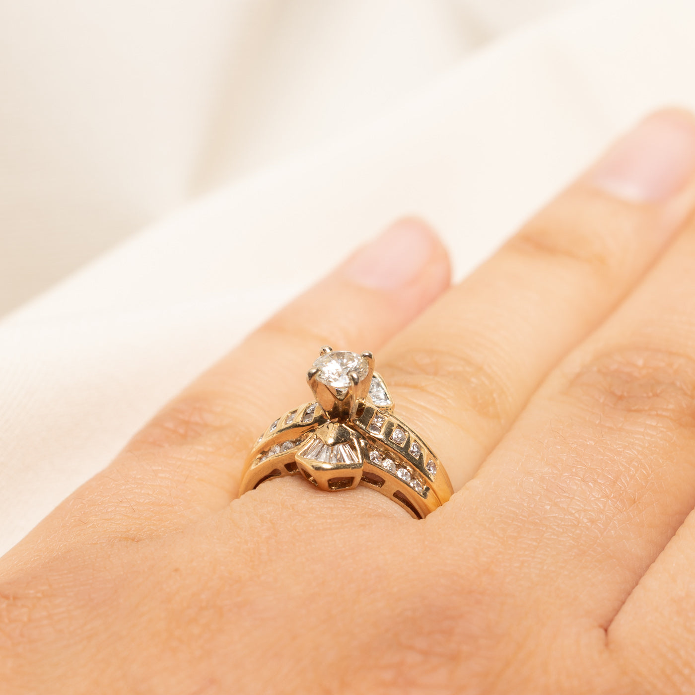 High Set Diamond Accented Cocktail Ring | 1.12ctw | SZ 6.25