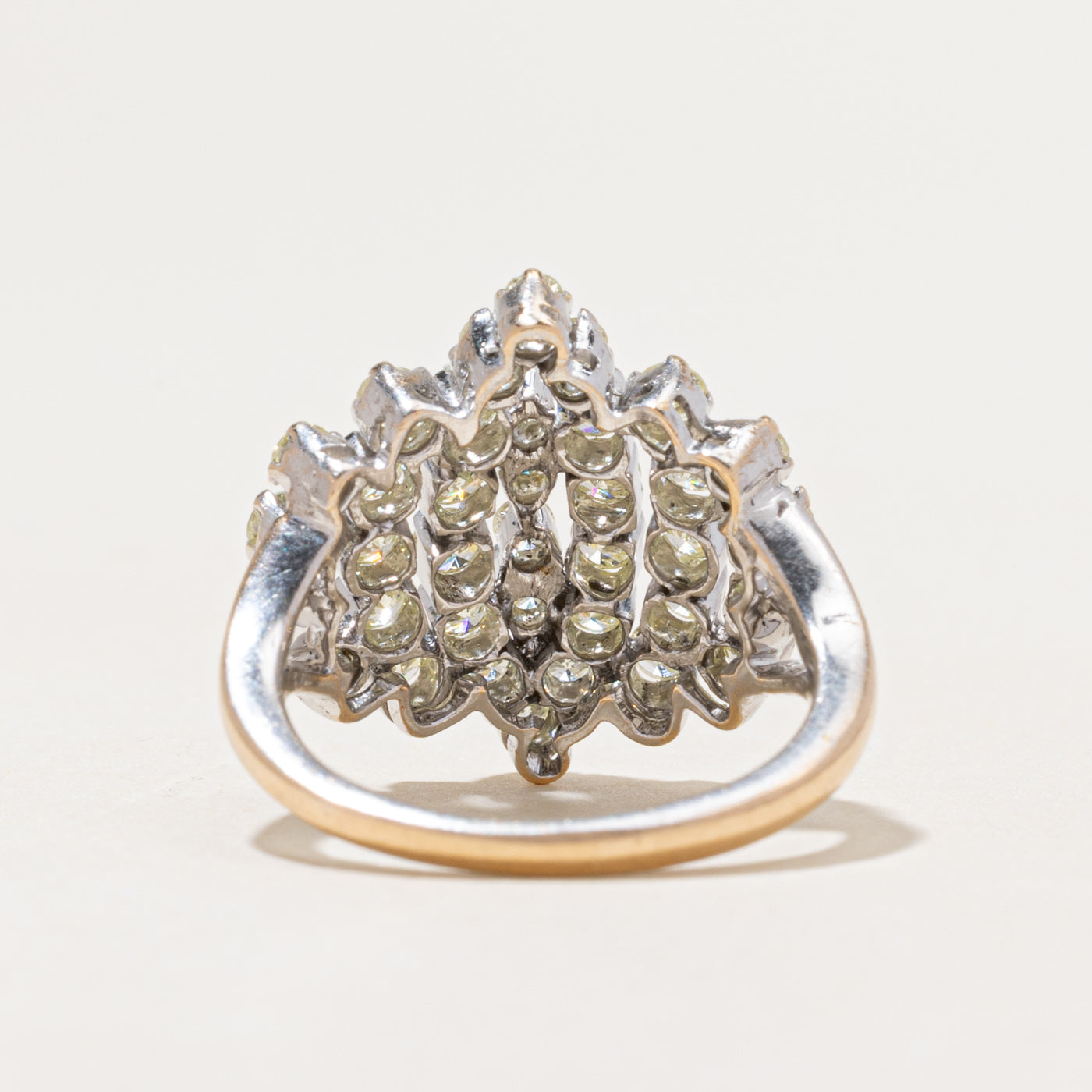 White Gold Yellow Diamond Cluster Cocktail Ring | 1.90ctw | SZ 6.75