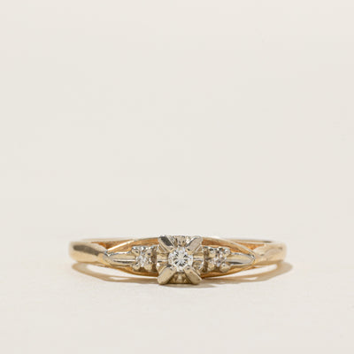 14k Two Tone Gold Vintage Diamond Ring | 0.05ctw | SZ 6.5