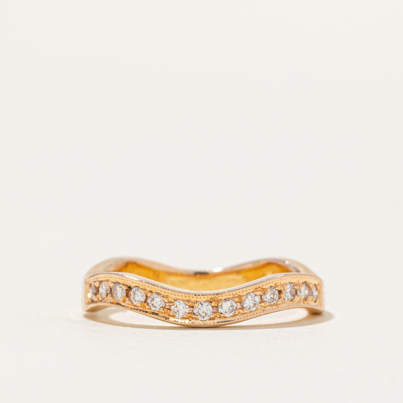 18k Semi Eternity Diamond Wavy Band | 0.14ctw | 2.75mm | SZ 5.25